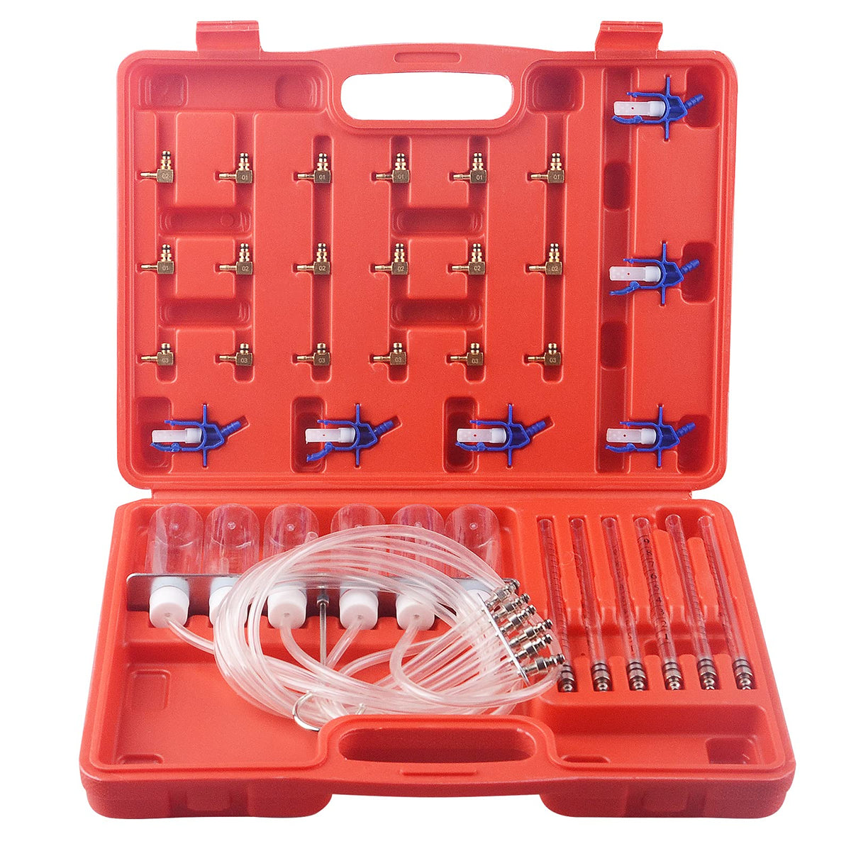 6 Cylinder Diesel Injector Flow Meter Diagnostic Set, Cylinder Common Rail Adaptor Test Tool Leak Off Test Kit
