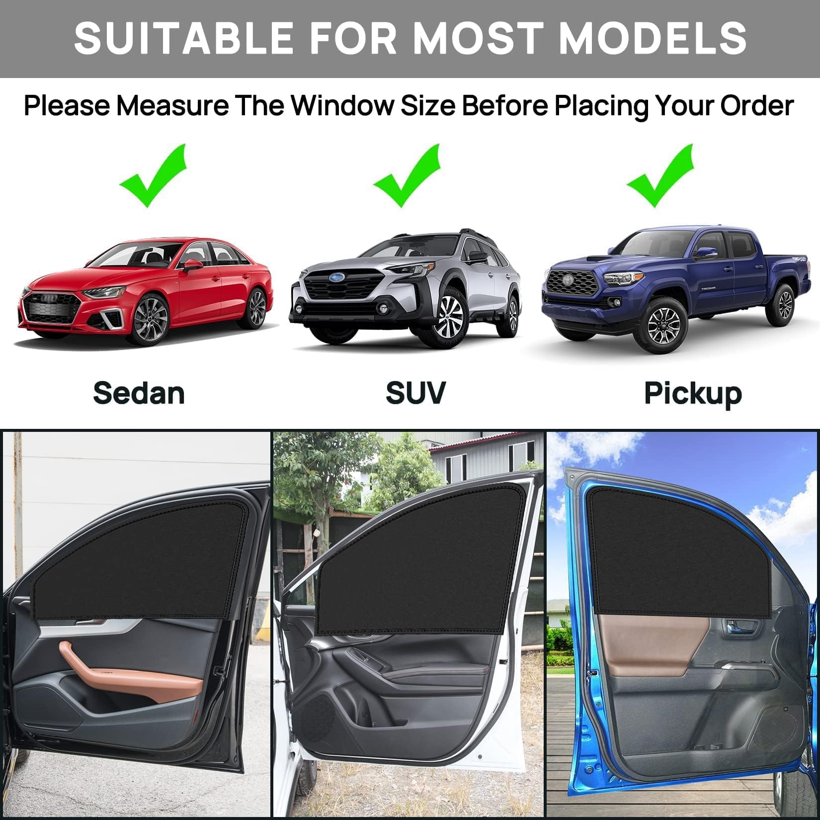 Side Window Sun Shade Magnetic Universal Sunshade Privacy Blinds Car Blackout Curtain for Car Camping Sleeping Family Travelling