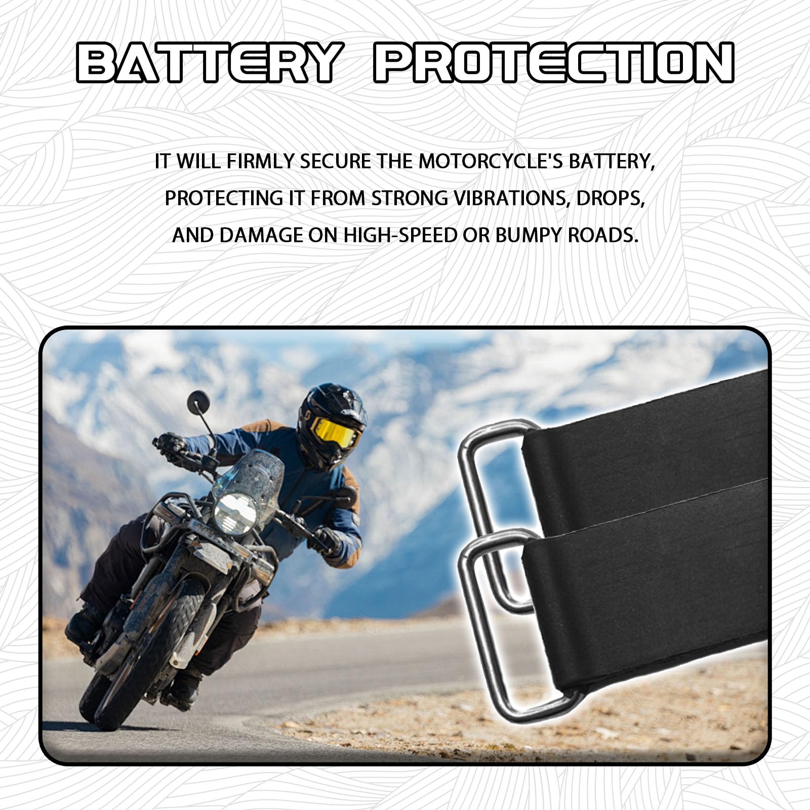 Hirificing 2PCS Rubber Band Straps Battery Box Tie Down Strap Stretchable Battery Tie Fixed Strap Holder Moped Belt with Metal B