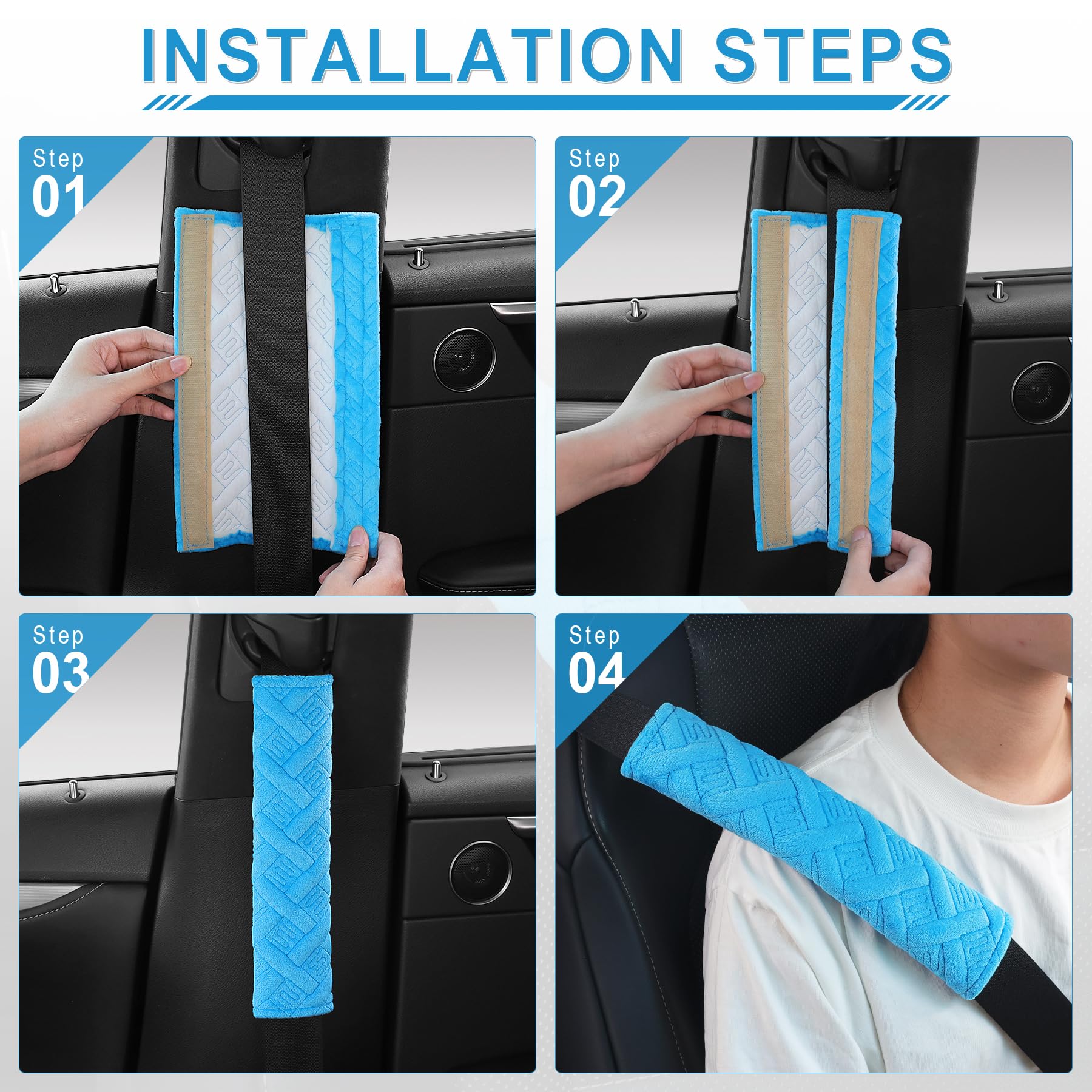 Justtop 2-Pack Universal Car Seat Belt Pads Cover For A More Comfortable Driving, Seat Belt Shoulder Strap Covers Harness Pad Fo