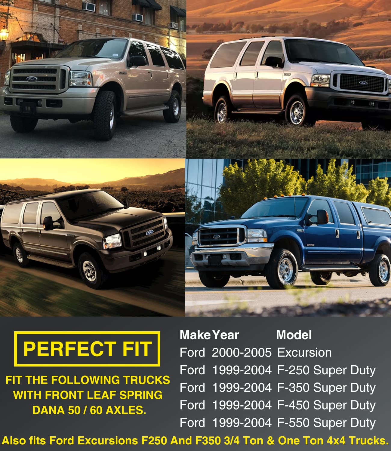 Front Axle Knuckle Tube Seal Kit - Fit For Ford 1998-2004 F250 F350 F450 F550 Super Duty Excursion Dana 50 60 Front Axle Knuckle