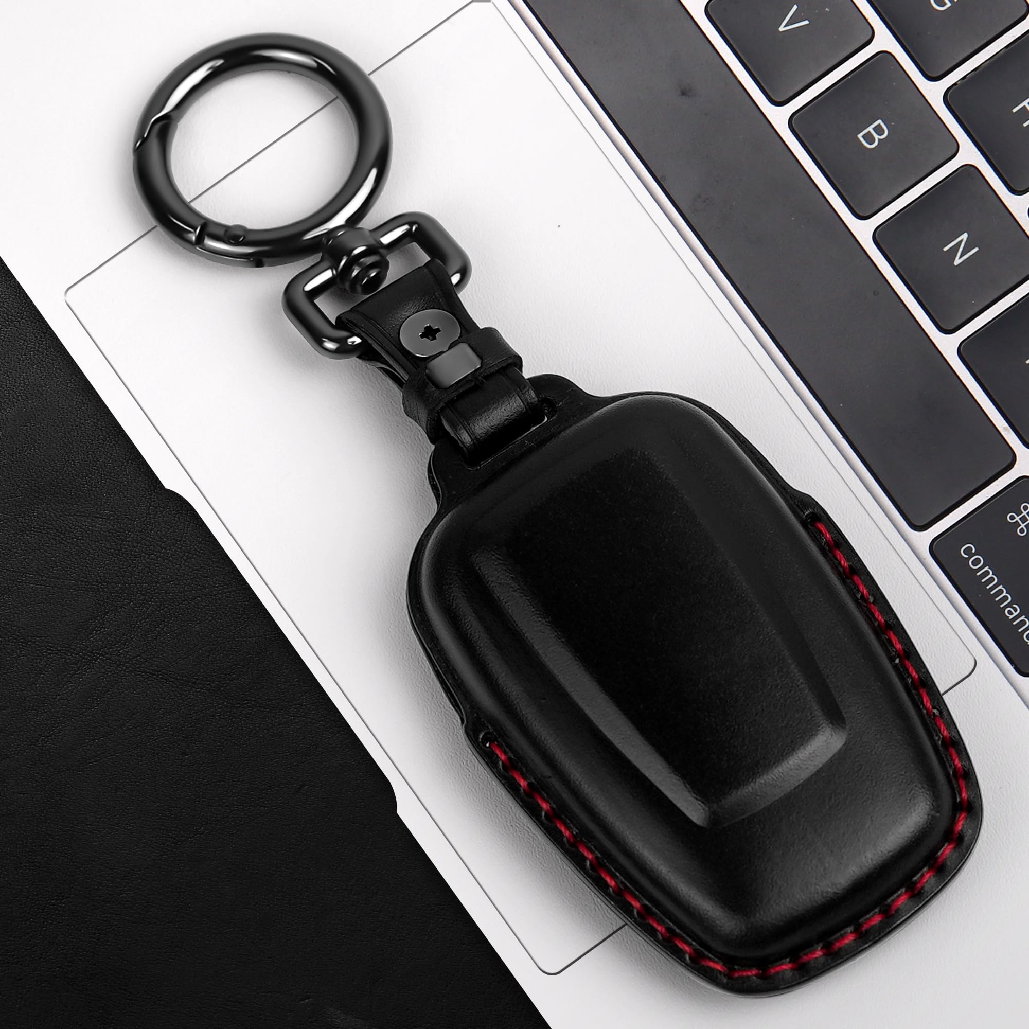 Tukellen For Toyota Key Fob Cover Genuine Leather With Keychain,Leather Key Case Protector Compatible With 2020-2022 Highlander