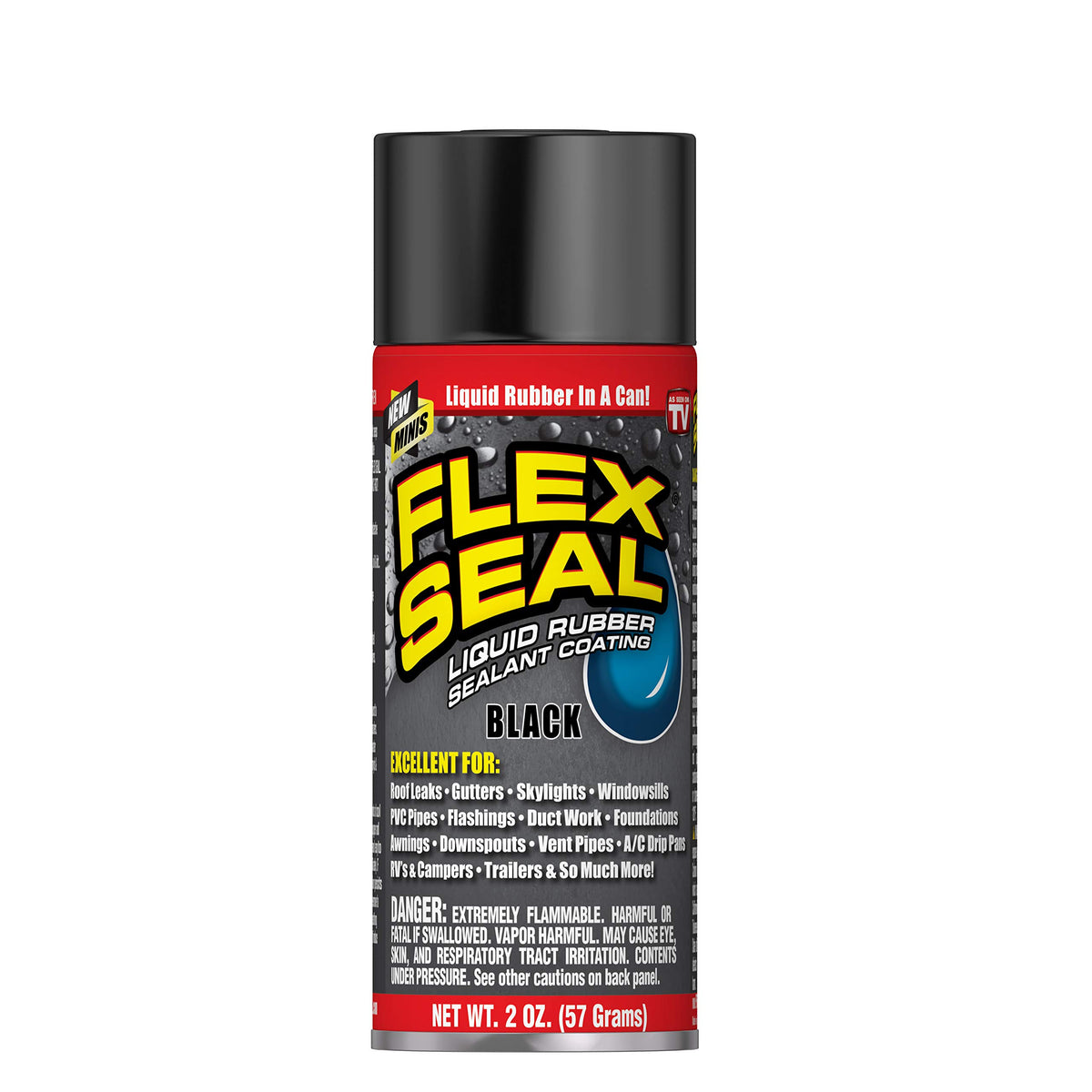 Flex Seal Mini, Black, Stop Leaks Instantly, Waterproof Rubber Spray On Sealant Coating, Travel Size, Perfect For Gutters, Wood,