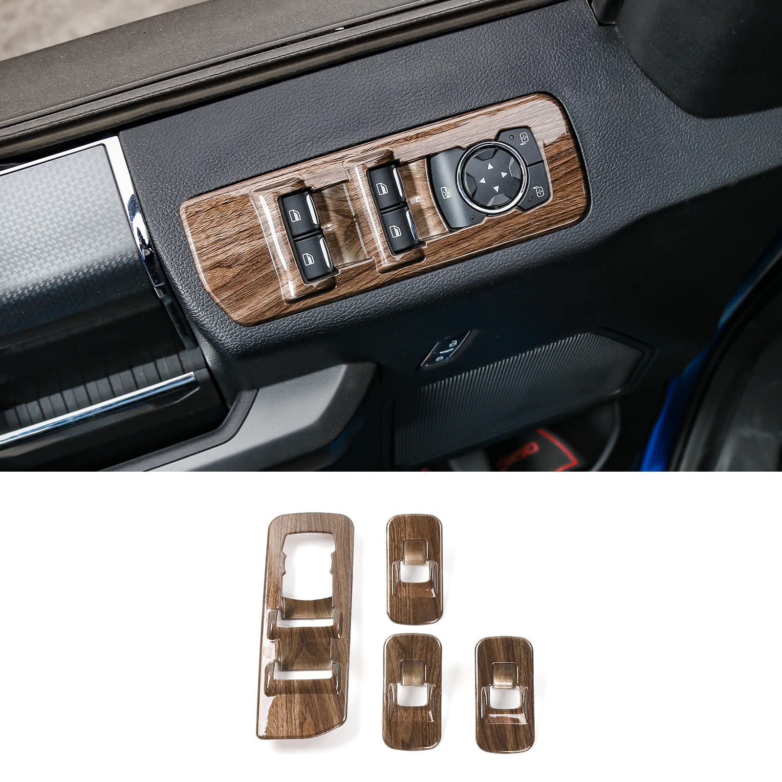 Voodonala Wood Grain Window Lift Panel Switch Covers Trim For 2015 2016 2017 2018 Ford F150 Accessories