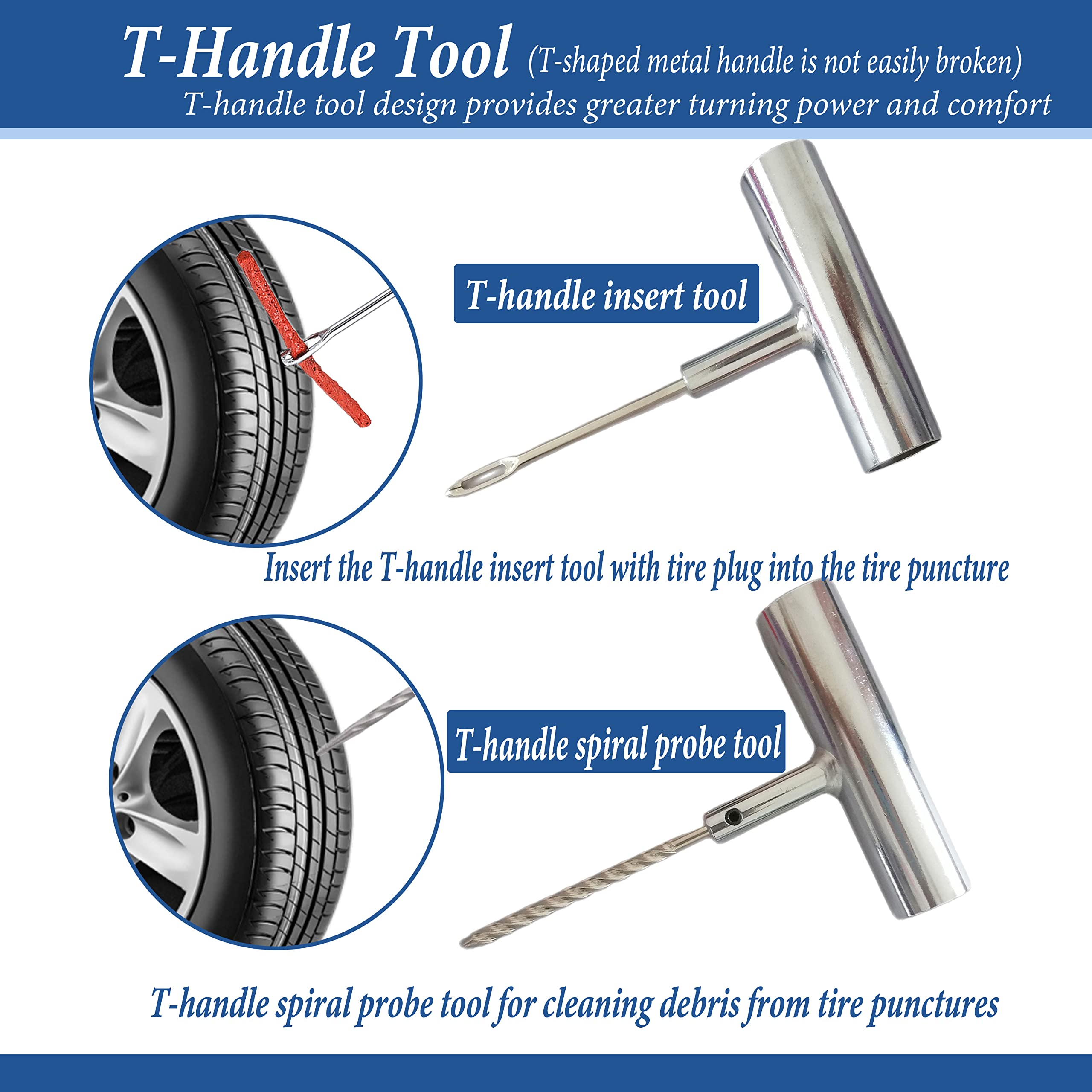 Tire Repair Kit, 68Pcs Heavy Duty Tire Plug Kit, Universal Tire Repair Tools Flat Tire Puncture Repair For Car, Motorcycle, Truc