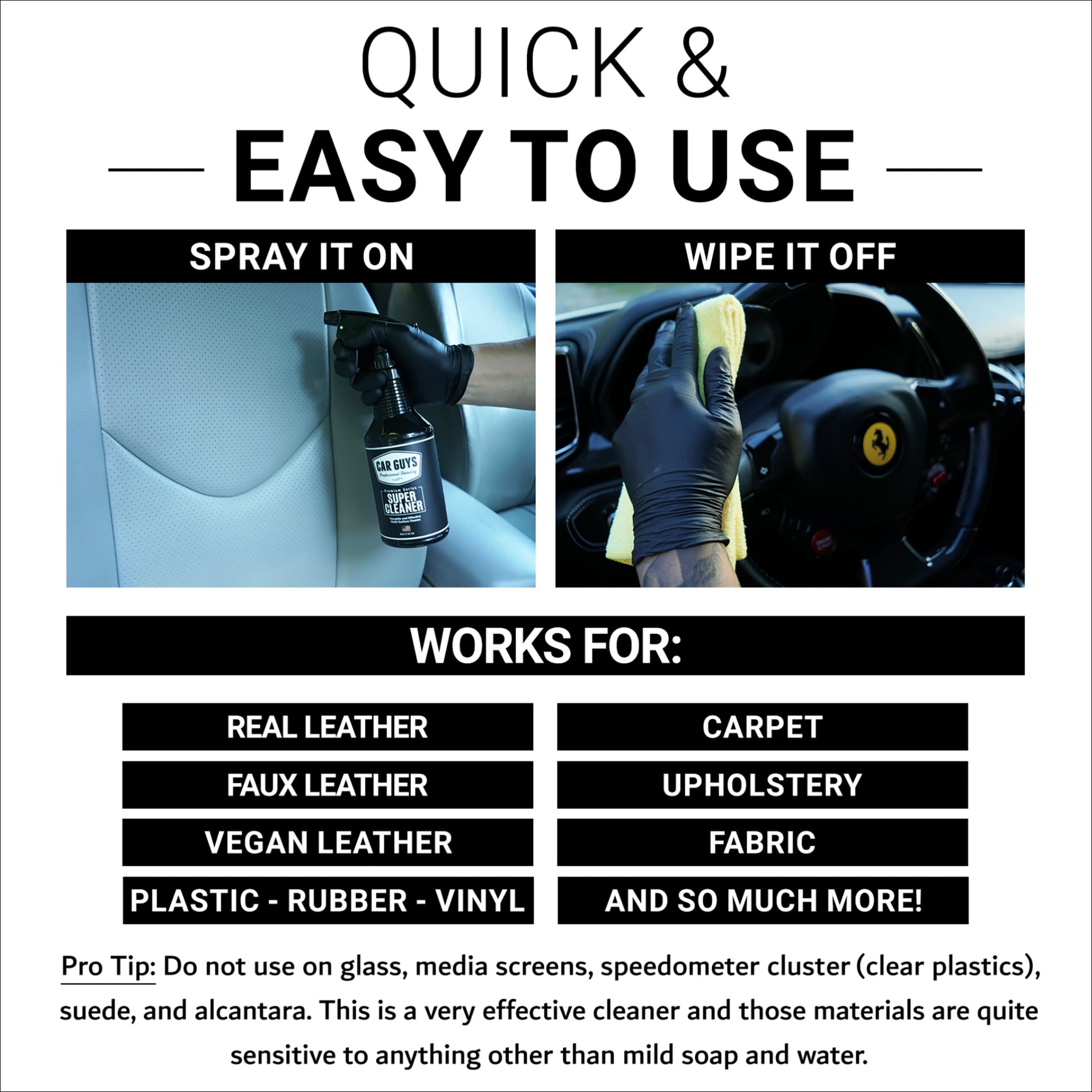 Car Guys Super Cleaner 1 Gallon Refill | Effective Car Interior Cleaner | Leather Car Seat Cleaner | Stain Remover For Carpet, Upholstery, Fabric, And Much More! | 1 Gallon (Sprayer Not Included)