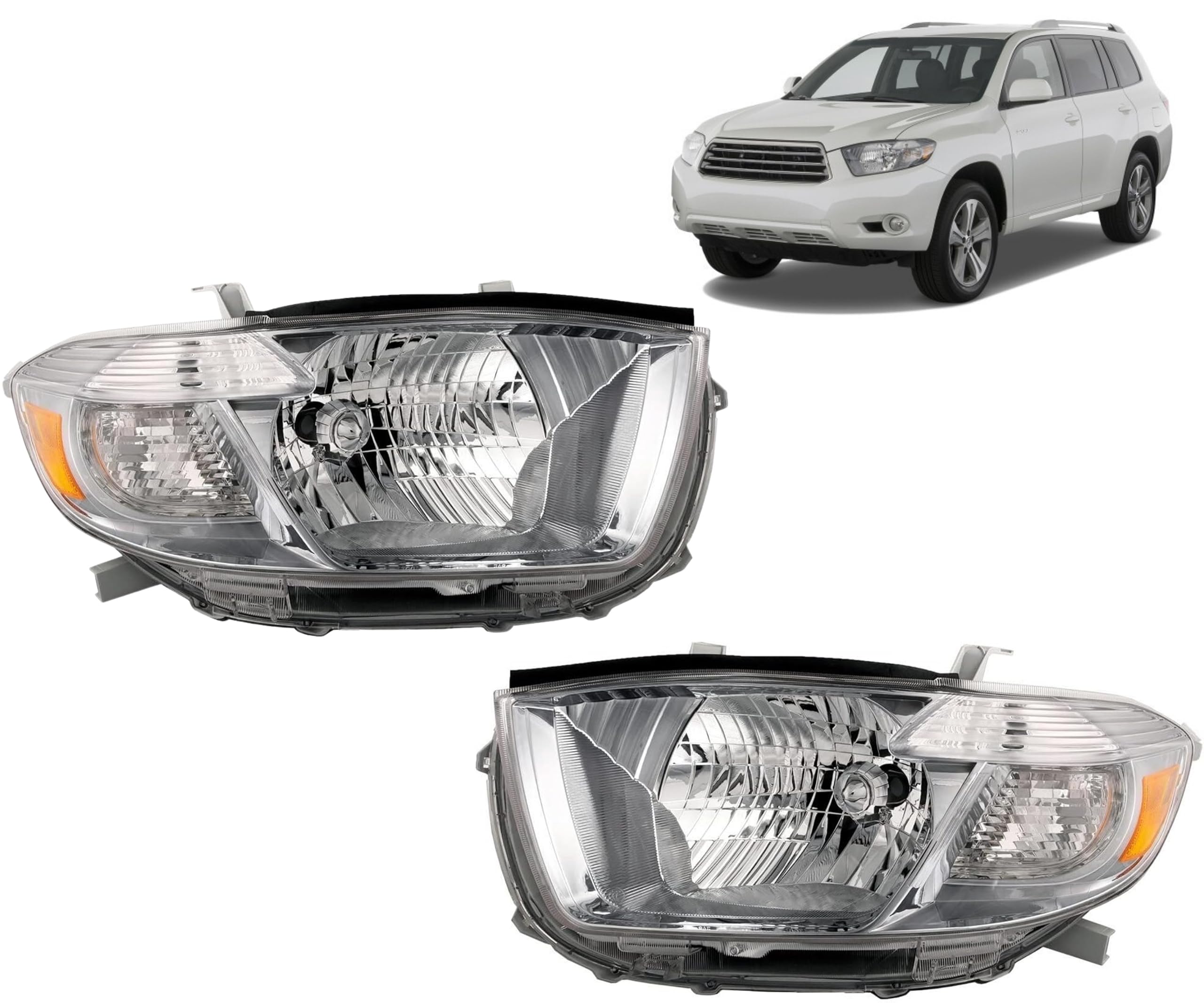 Replacement For Toyota 2008 2009 2010 Highlander Sport Utility, Sport Model Headlight Headlamp Japan Built, Dot/Sae Compliant, Right & Left Side, To2503177, To2502177, Oem 81170-48470, 81130-48480