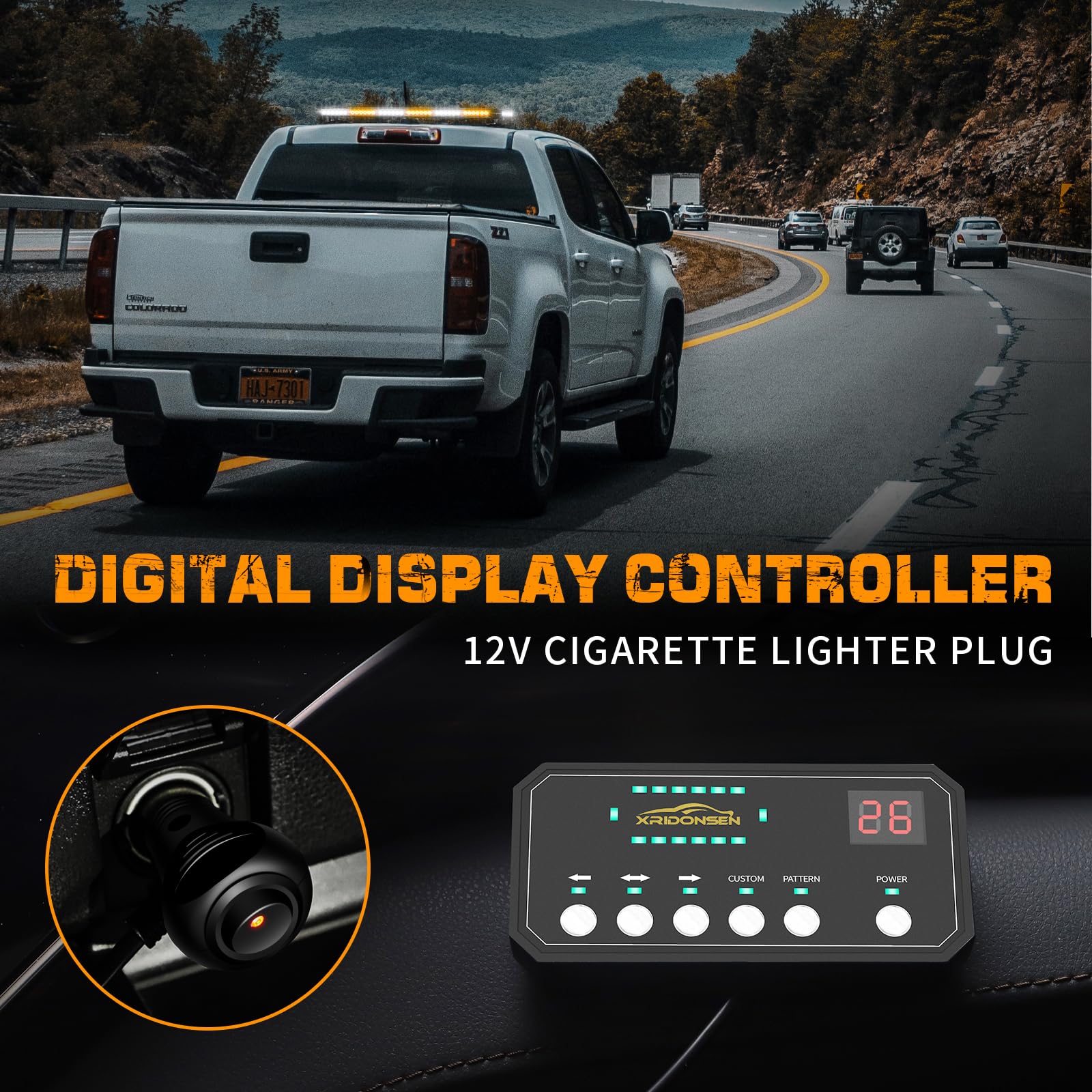 Xridonsen 28.4'' 80 Led Roof Top Strobe Light Bar Amber White Emergency Warning Flashing Safety Beacon Double Side Traffic Advis