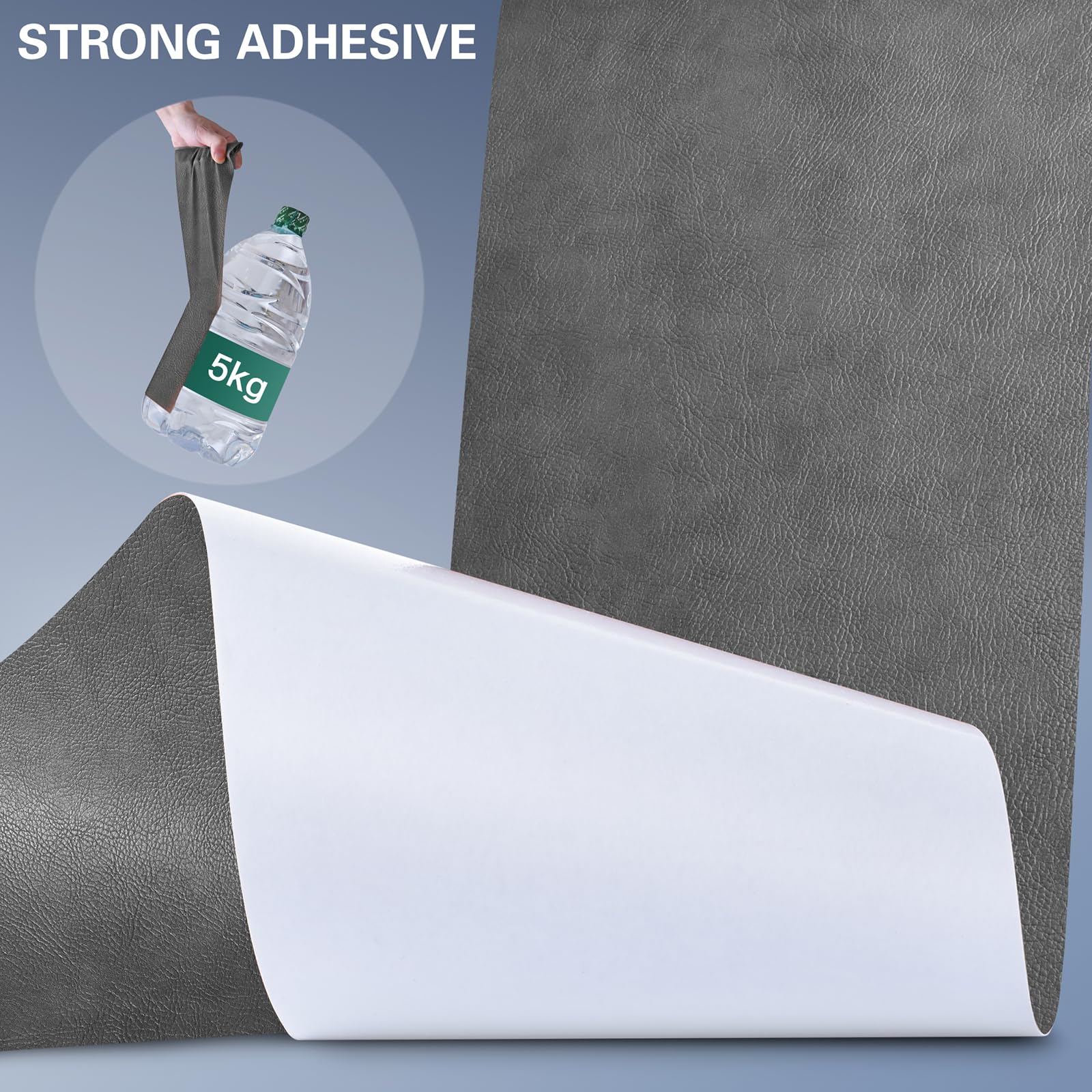 Yikda Leather Repair Patch Kit, 31.3x16 inch, Retro Medium Grey, Self-Adhesive Vinyl for Furniture, Car Seats, Couches, and Chairs