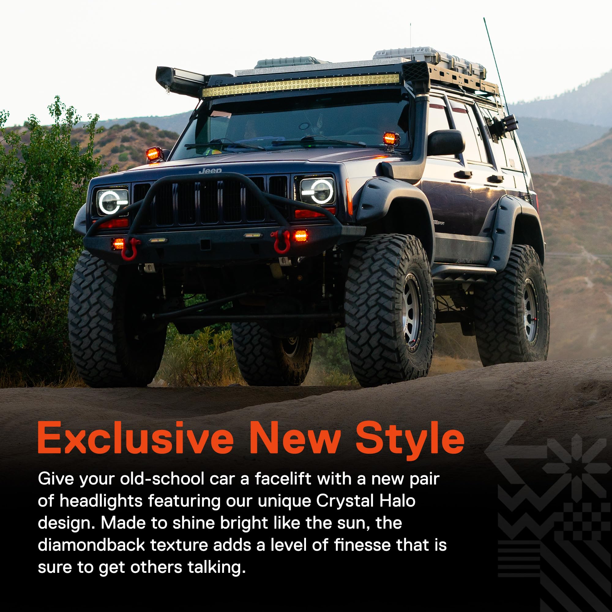 True Mods 5X7 7X6 Inch H6054 Black Led Halo Headlights H4 Sealed Beam Replacement Lamp For Jeep Wrangler Yj Cherokee Xj [Dot App