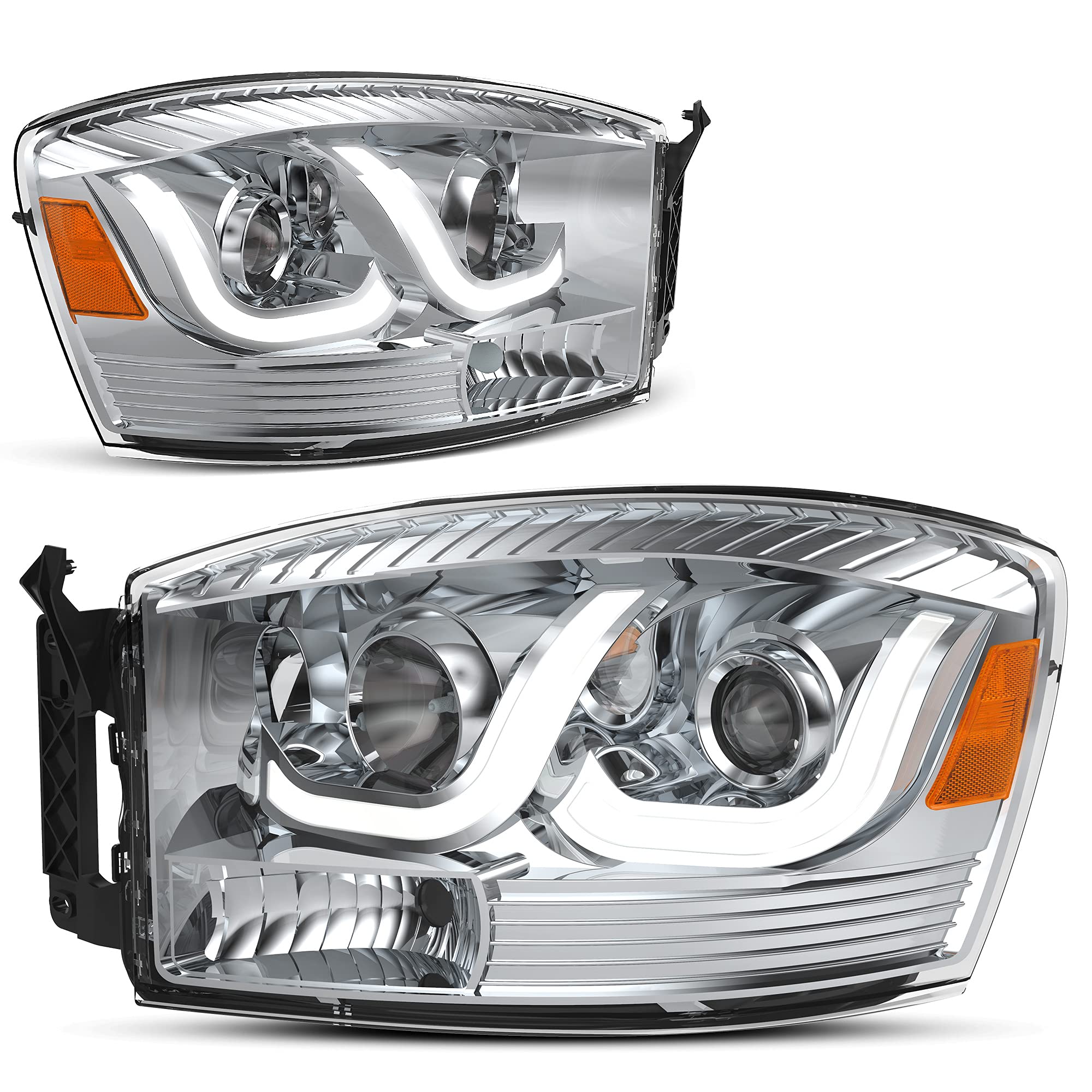 Autosaver88 Headlight Assembly Compatible With 2006-2008 Dodge Ram 1500/2006-2009 Dodge Ram 2500 3500 Replacement Headlamp Drivi