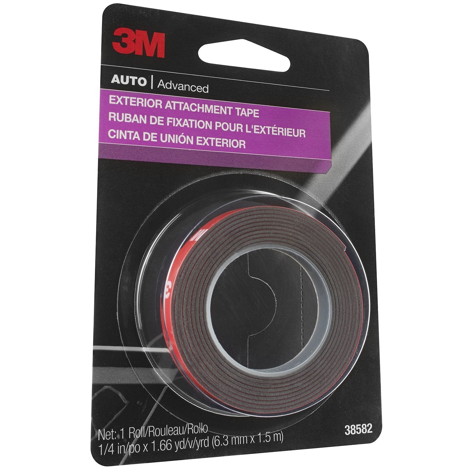 3M Auto Exterior Attachment Tape, 38582, 1/4 In X 5 Ft