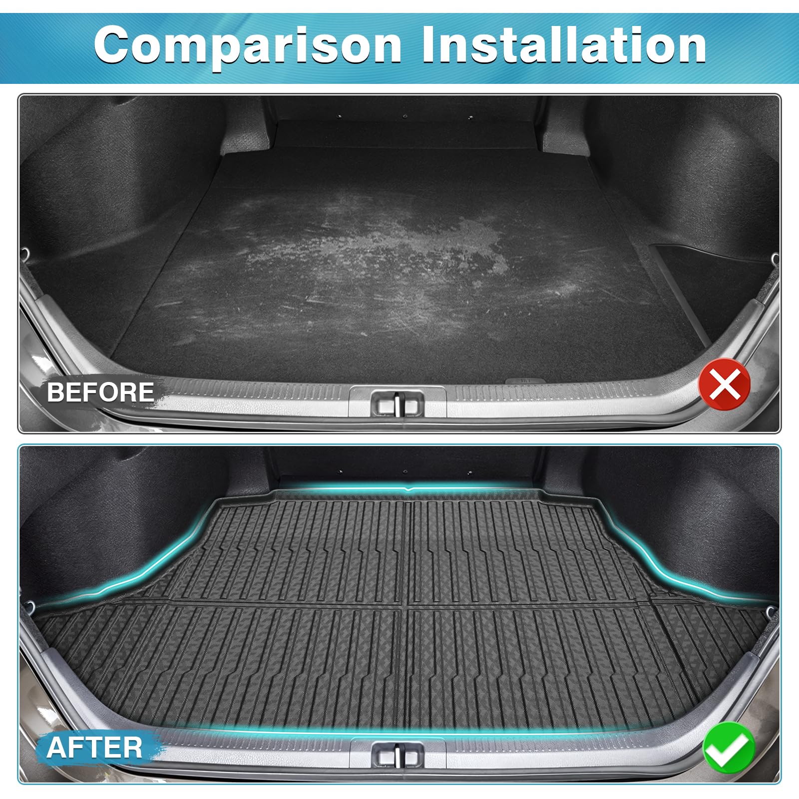 Mixsuper Custom Fit Cargo Liner For 2012-2017 Toyota Prius V, All Weather Rear Cargo Mat Trunk Liners Tray Black