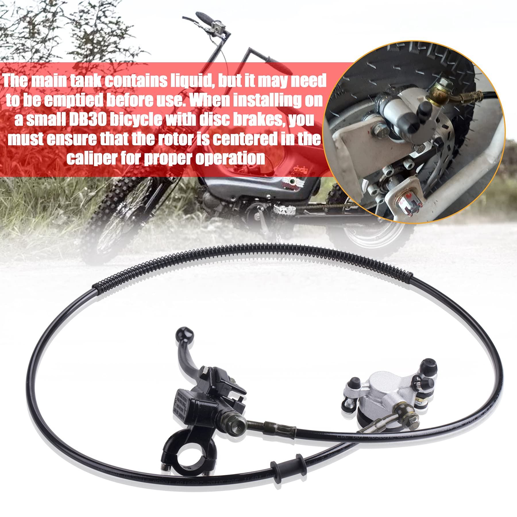 MWMNUN Motor Upgraded Hydraulic Brake System The Left of The 7/8'' Handlebars 50 inch Hose Compatible with Mini Bike Baja Doodle