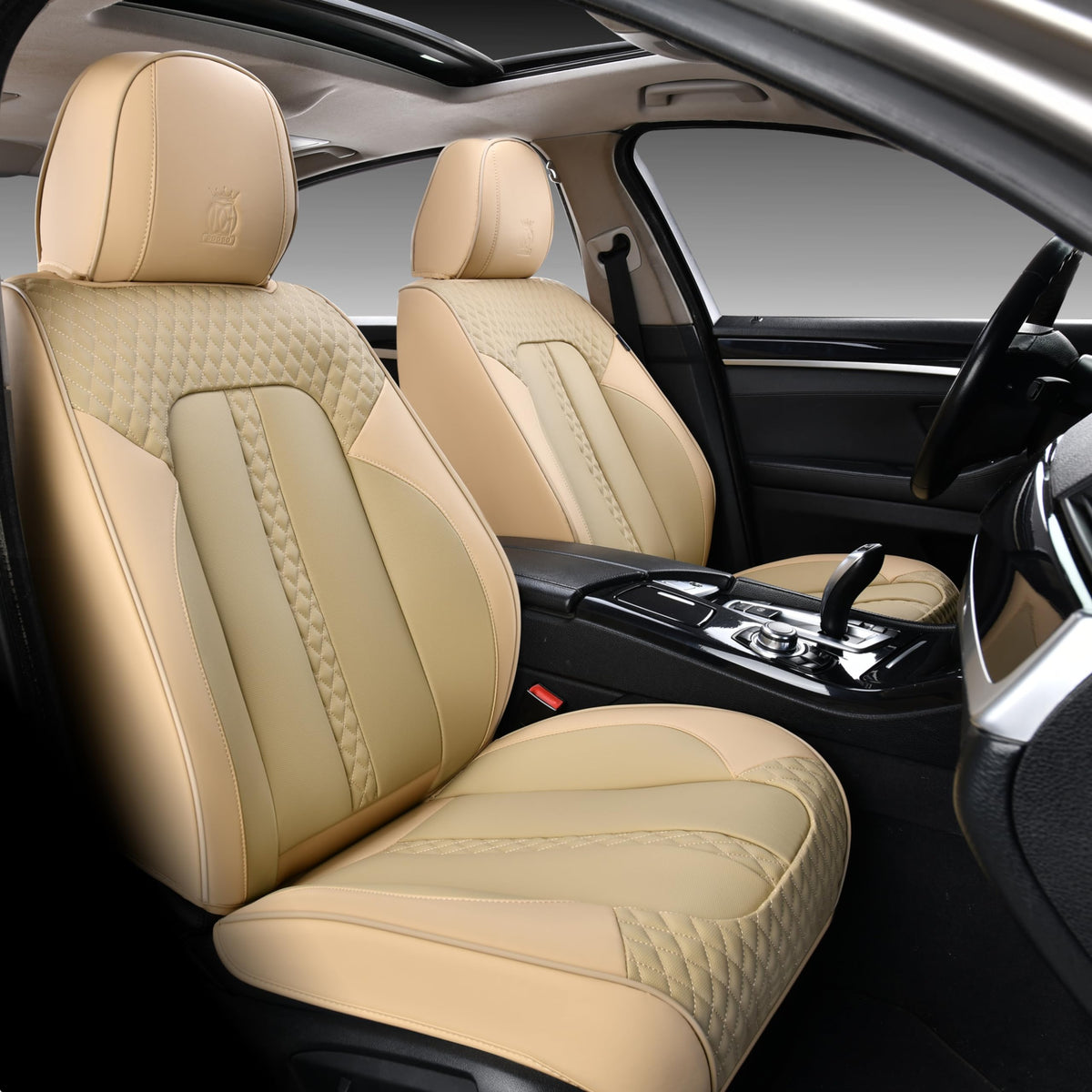 Doogo Front Seat Covers, Leather Car Seat Covers 2-Pack, Waterproof Universal Ca