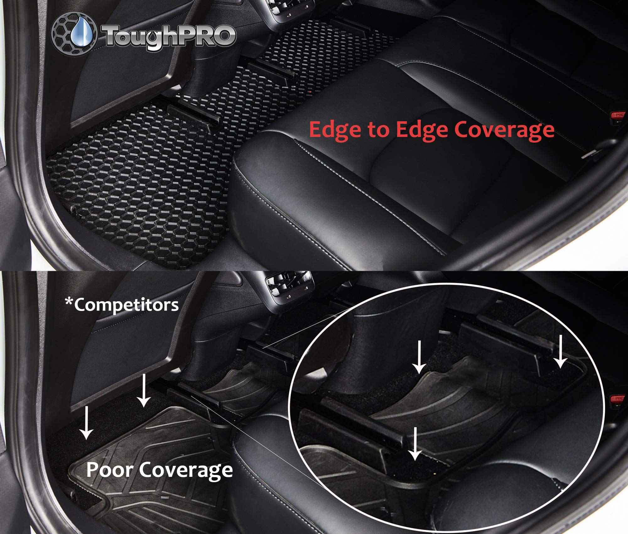 Toughpro Floor Mats Accessories Set For Tesla Model 3 All Weather Heavy Duty (Made In Usa) Black Rubber After Aug 2019 Jan 2020