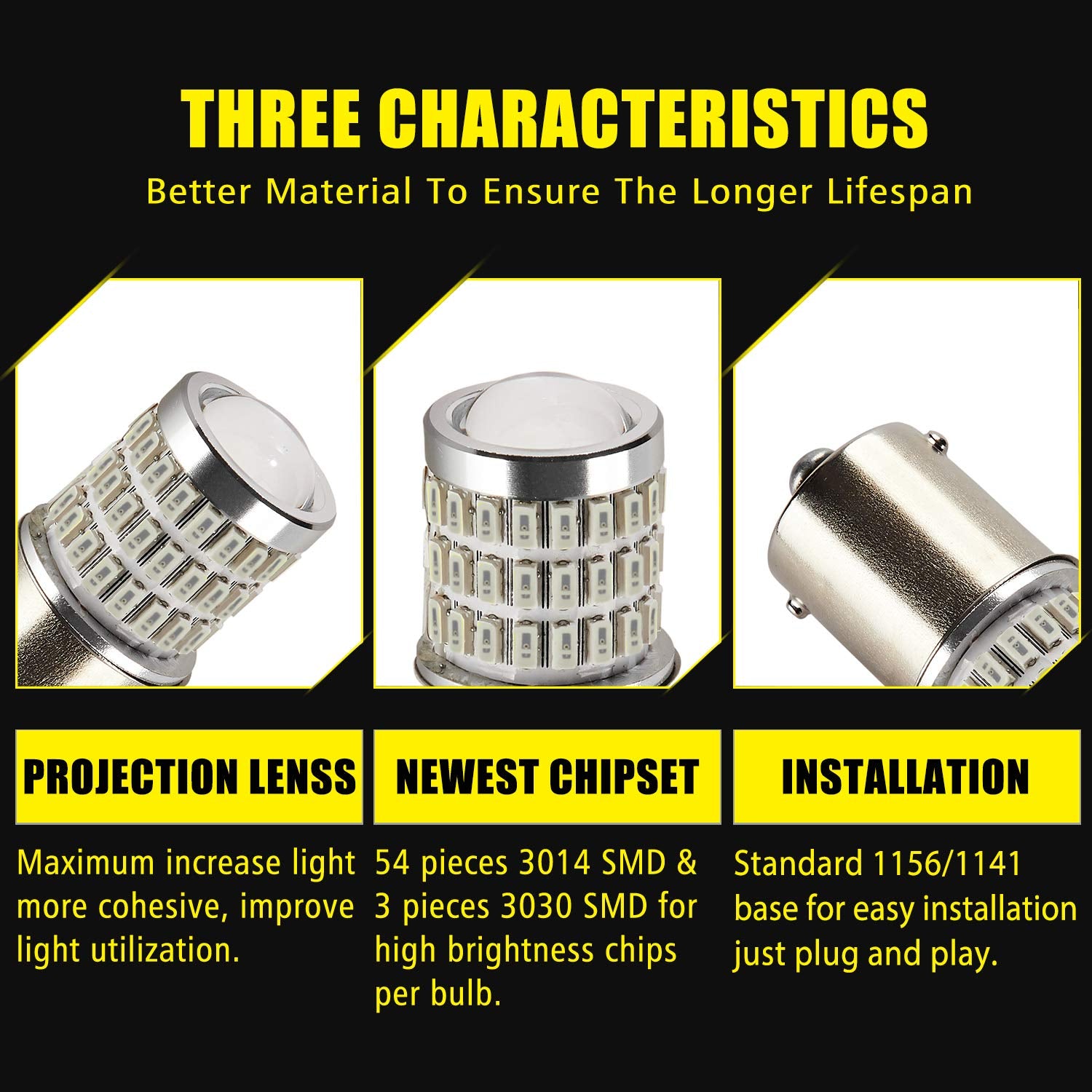 Auxlight 1156 Ba15S 1003 1141 7506 1156 Led Bulbs Brilliant Red, Ultra Bright 57-Smd Led Replacement For Brake/Tail Lights, Blinker Lights, Turn Signal/Parking Or Running Lights (Pack Of 2)