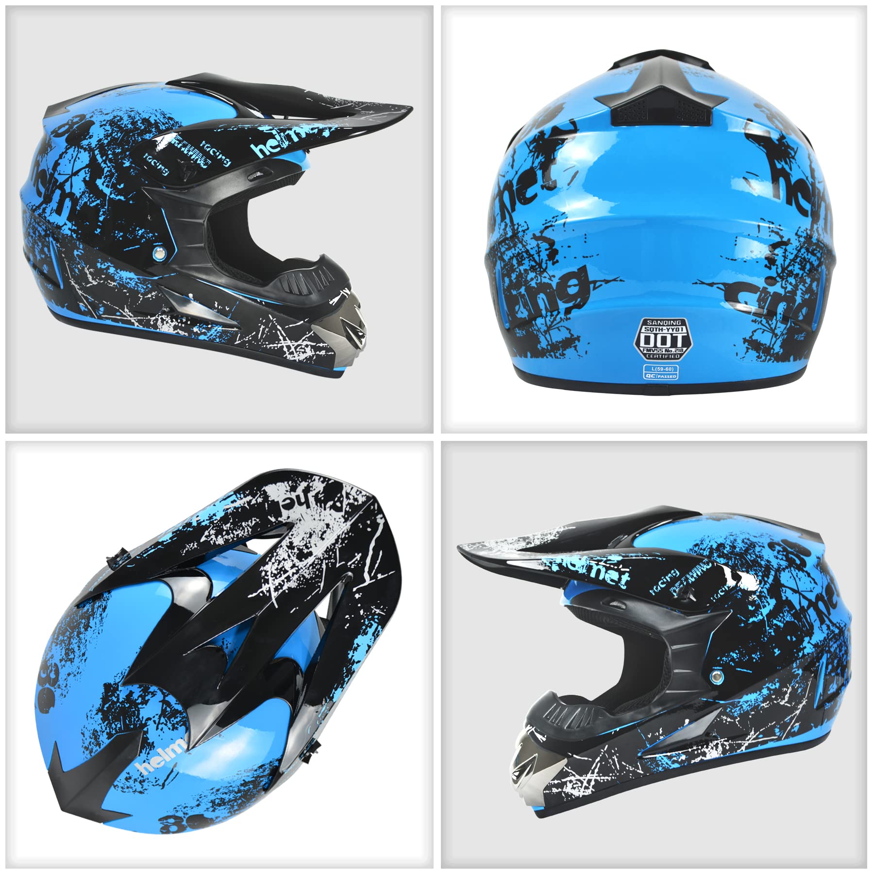 Sanqing Dirt Bike Helmets Youth Motocross, Motorcycle, Bmx, Atv, Off-Road, Kids Four Wheeler, Moutain Bike Helmets Dot Approved