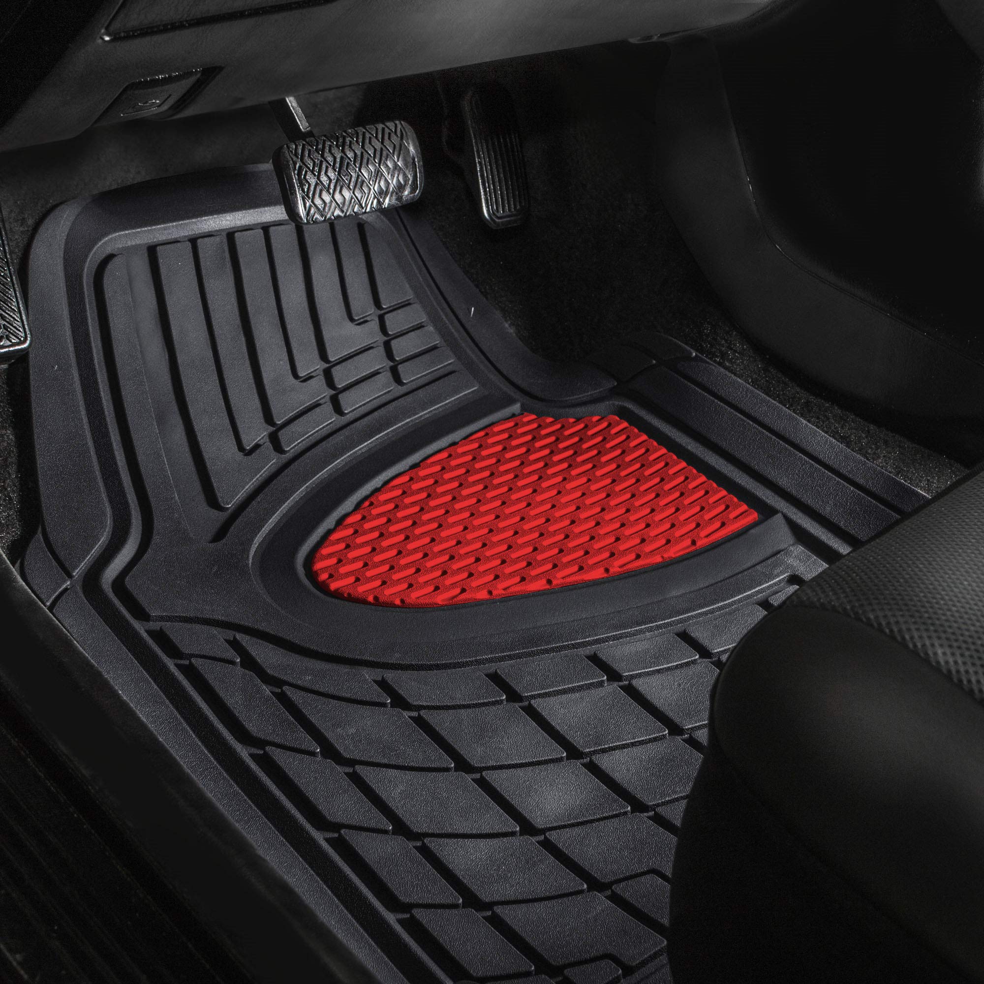 Fh Group Automotive Floor Mats - Heavy-Duty Rubber Floor Mats For Cars, Universal Fit Full Set, Climaproof Floor Mats, Trimmable