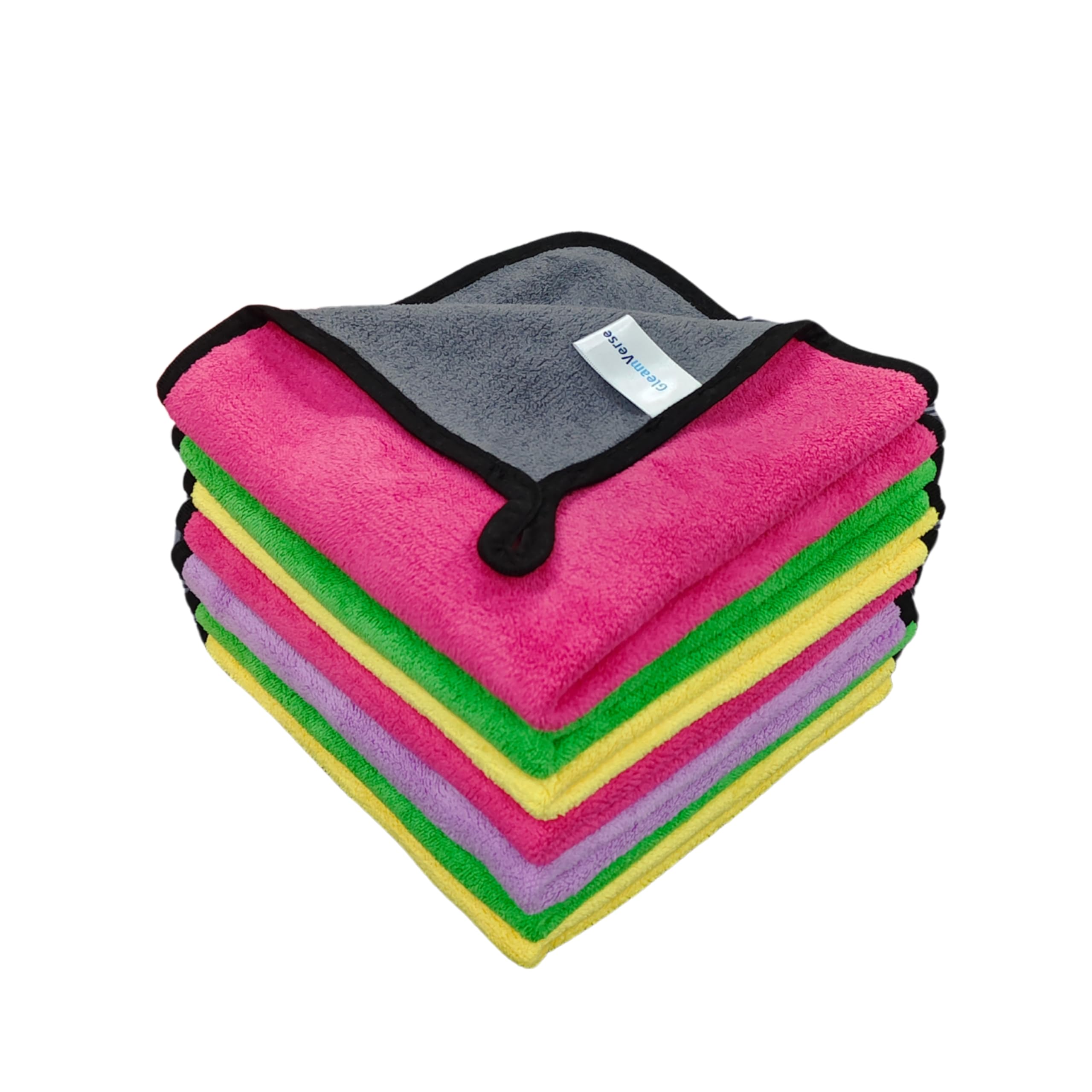 Gleamverse FeatherSoft 500 GSM (Pack of 7)  4040 cm Microfiber Cloth for Car, Home, Kitchen & Glass Cleaning  Ultra Soft, Lint