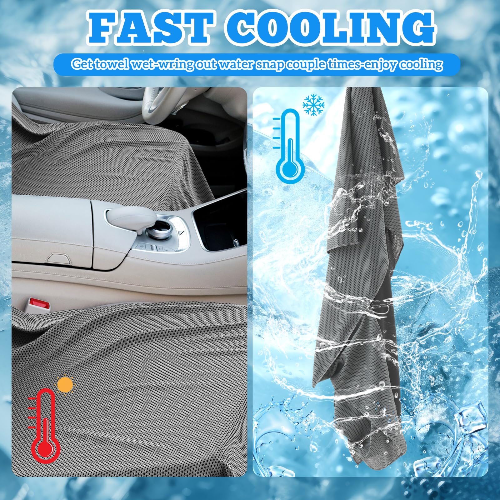 Hahafelt Cooling Car Seat Towel Covers with Storage Bag Seat Post Workout Sweat Washable Cover Non Slip for Car Towel for Dog Pe