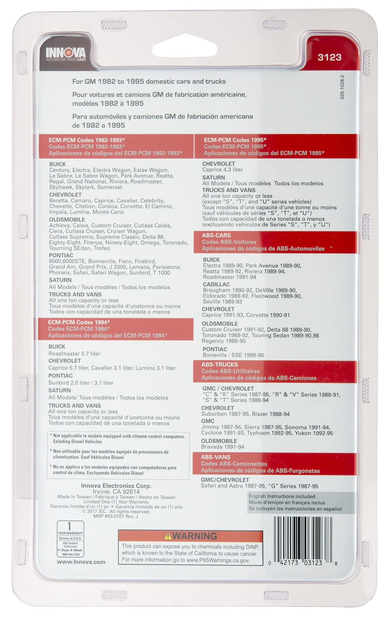 INNOVA 3123 GM OBD1 Code Reader for Windows XP – Diagnostic Tool for Engine Troubleshooting and Vehicle Maintenance