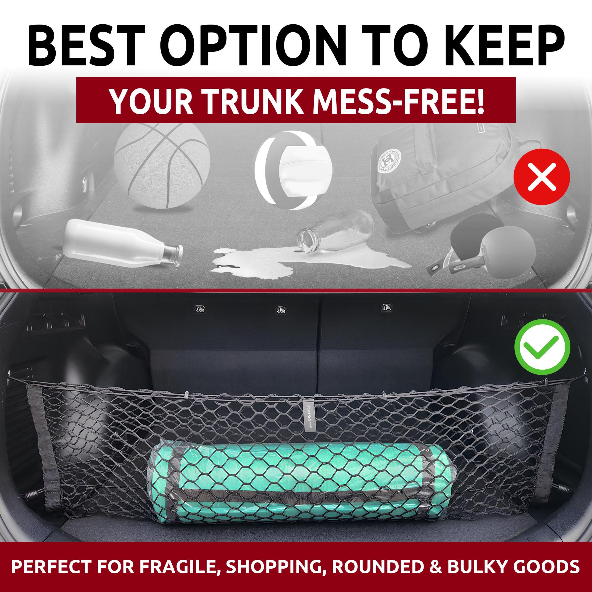 Envelope Style Trunk Mesh Cargo Net For Toyota Rav4 2013-2025, Automotive Exterior Accessories - Premium Car Storage Organizers,