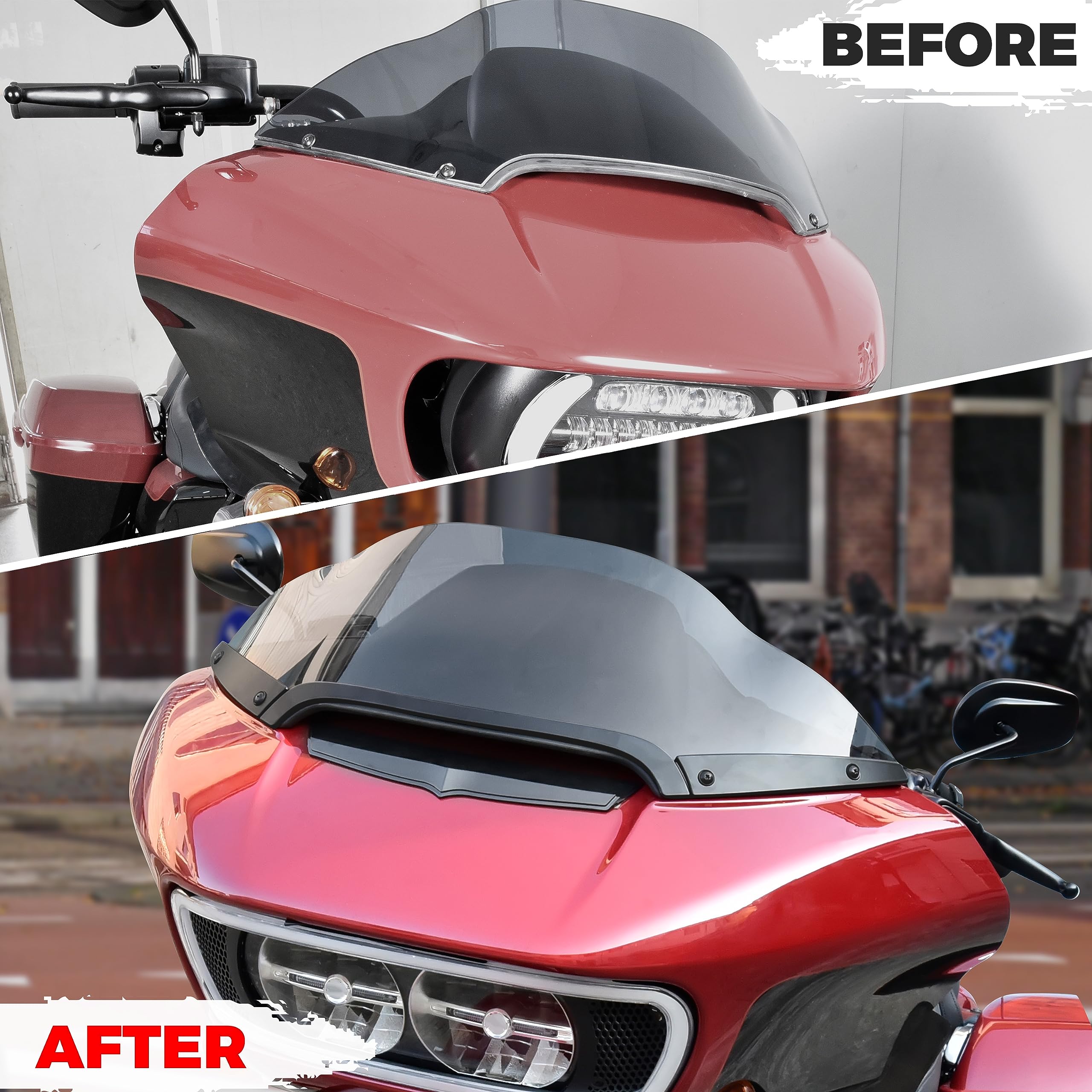 VEISUTOR Split Windscreen Trim Kit for Harley Road Glide 15-23, Black Split Windshield Side Trim Center Trim for Harley Touring