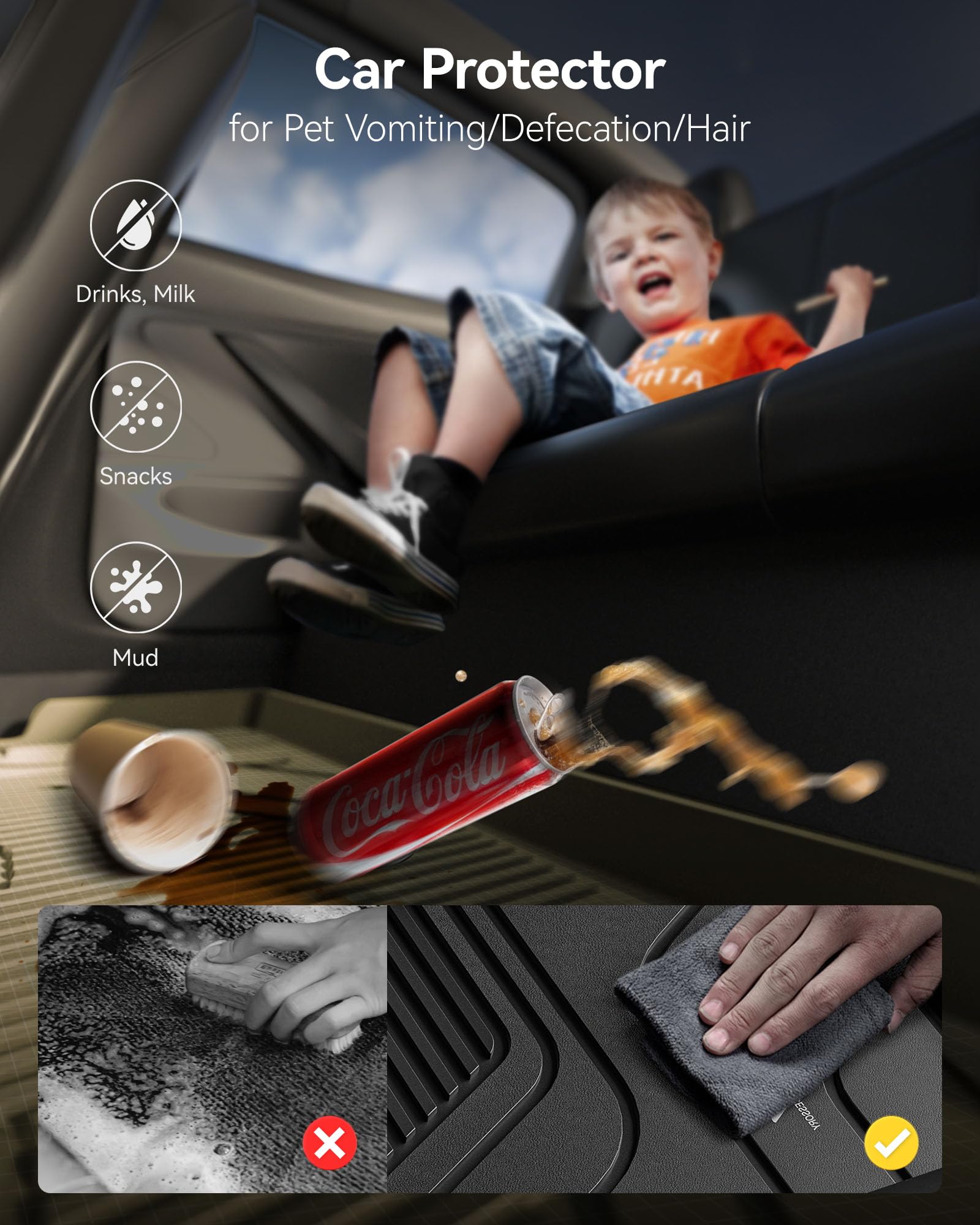 3W Floor Mats Fit For Toyota Tacoma Hybrid 2024-2025, Tpe All Weather Custom Fit Floor Liner For Tacoma Accessories 1St And 2Nd