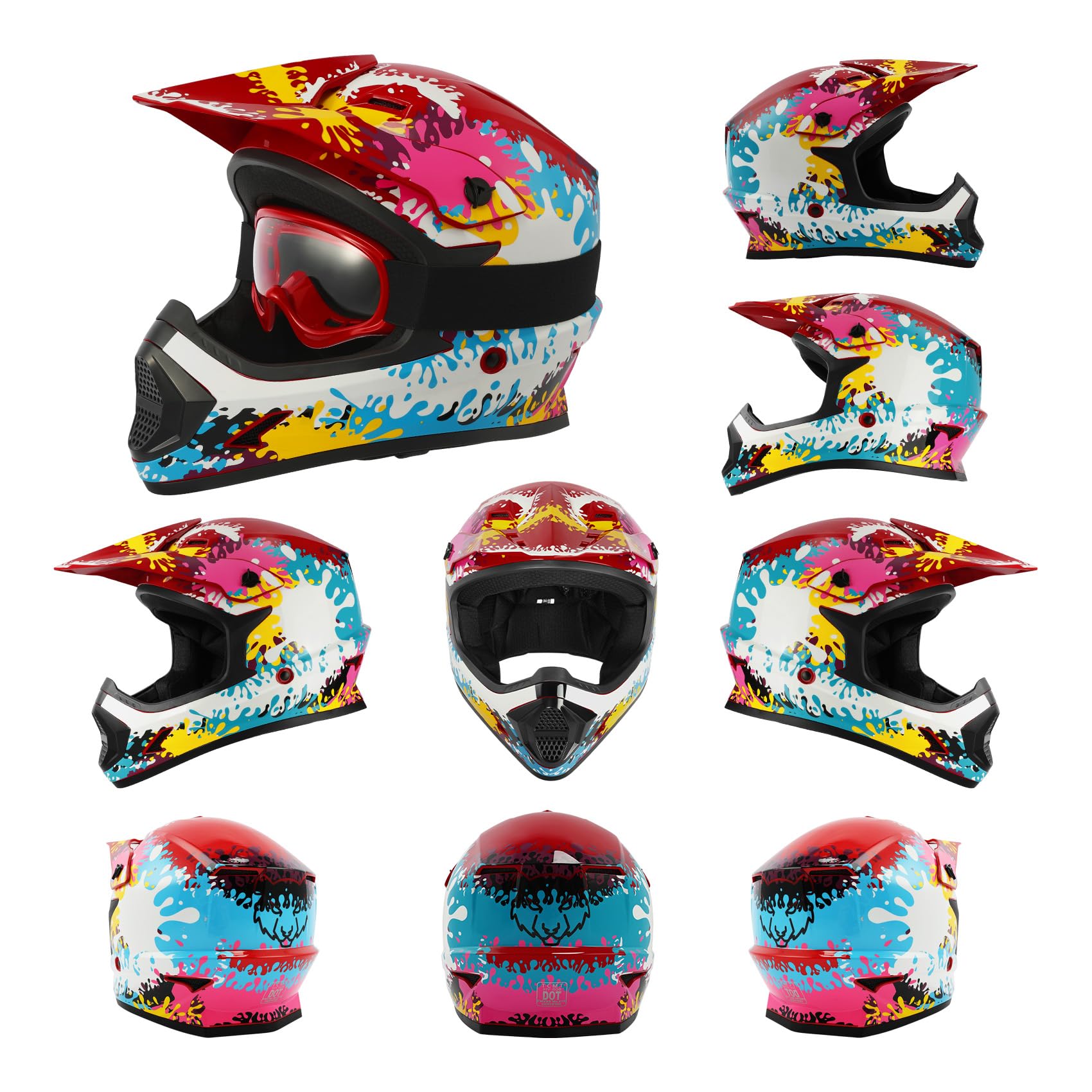 Tcmt Dot Youth Kids Atv Motorcycle Helmets Full-Face Kids Helmet With Adjustable Chin Strap For Boys And Girls Kids Dirt Bike Bm