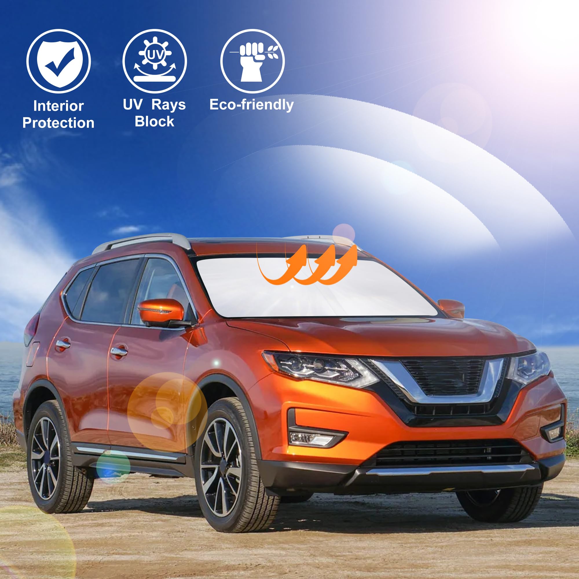 Windshield Sun Shade Compatible With 2014-2020 Nissan Rogue Accessories (Not For Rogue Sport & 2021 Rogue 3Rd Gen. T33) Sunshade