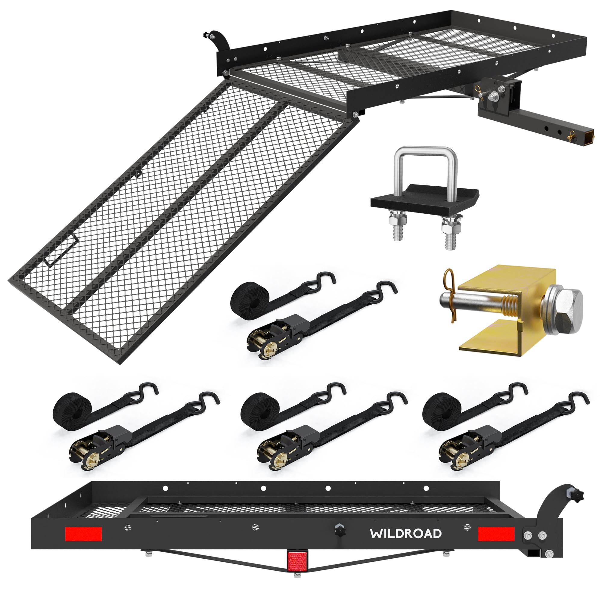 WILDROAD Hitch Cargo Carrier with Ramp 50 x 29 x 4 500 LBS Folding Trailer Hitch Cargo Carrier Fits 2 Receiver with Hitc