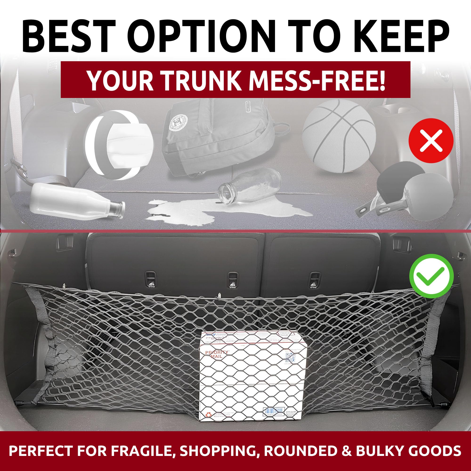 Envelope Style Trunk Cargo Net For Hyundai Santa Fe 2013 2014 2015 2016 2017 2018 2019 New