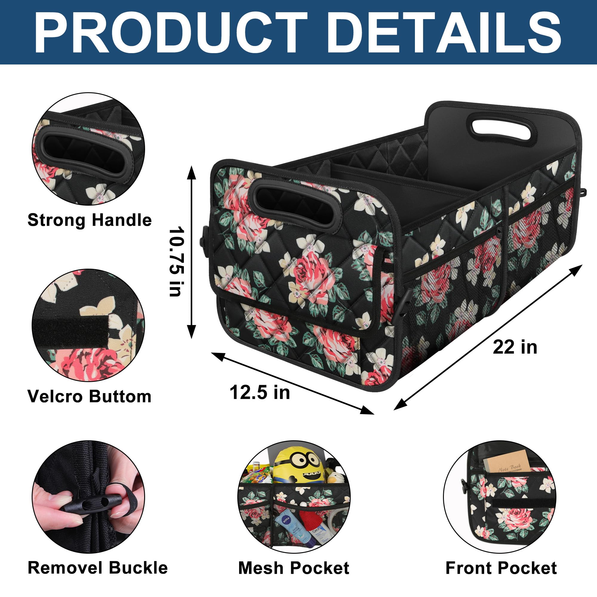 Deosk Car Trunk Organzier For Suv, Car Organziers And Storage With 6 Big Pocket, 50L Waterproof Polyester Car Accessories For Wo