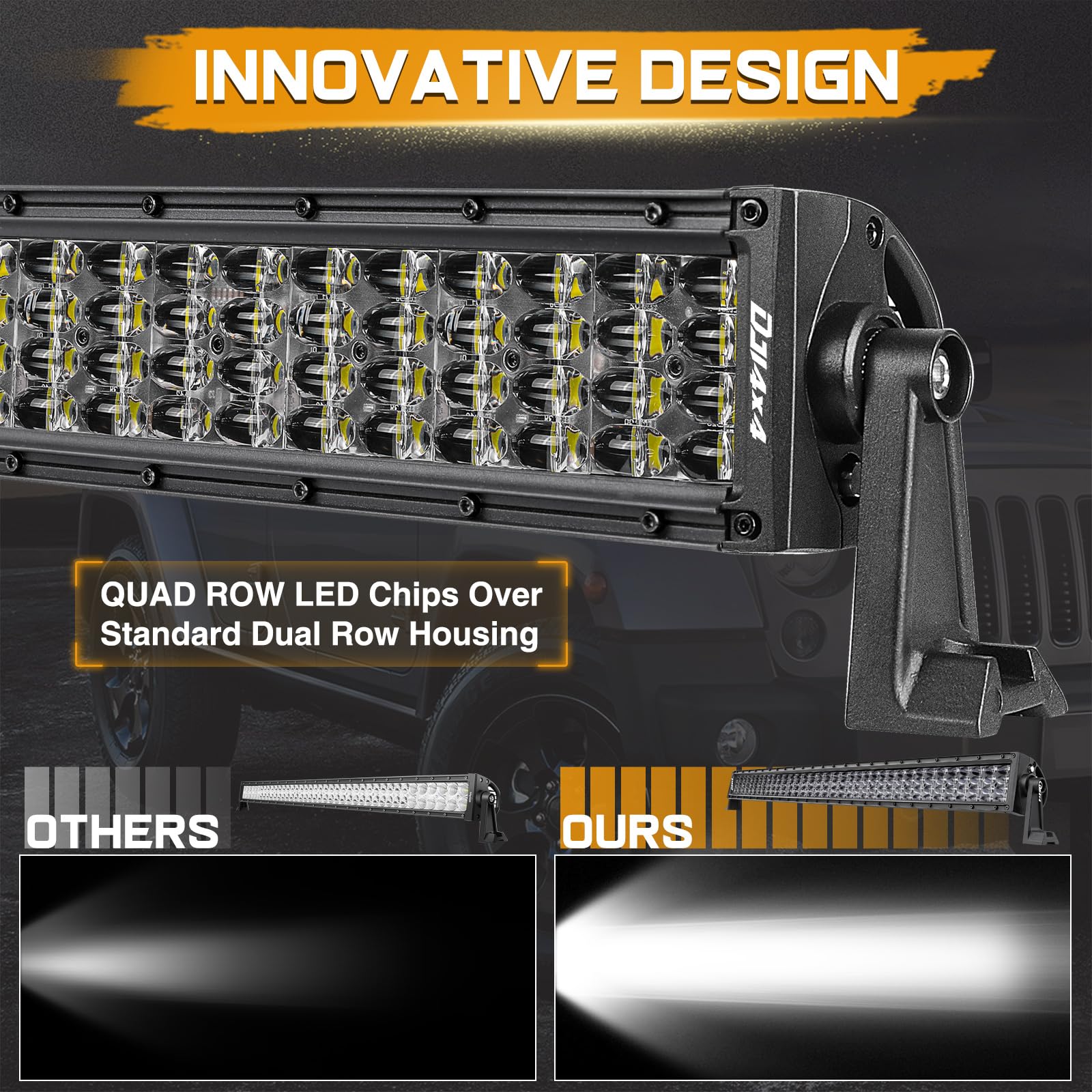 40 Inch Led Light Bar, Niking Auto 640W Quad Row Led Driving Light Spot Flood Combo Beam Led Work Light Off Road Lights With Wiring Harness Kits Fog Lamps For Trucks Jeep Pickup Suv Utv Boat