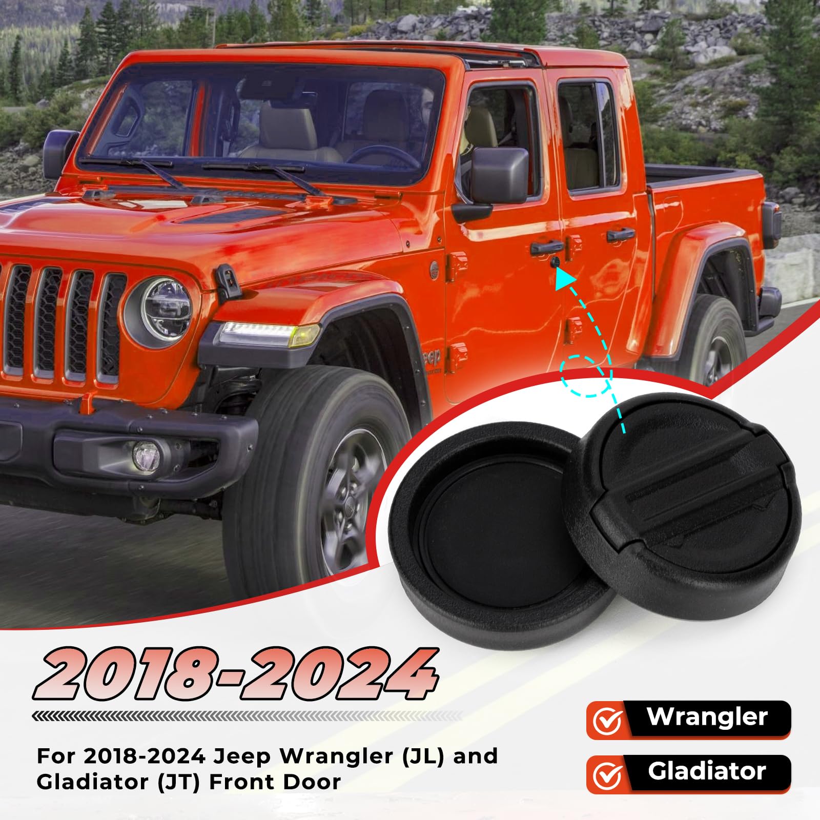 CALBEAU Keyhole Covers for 2018-2024 Jeep Wrangler JL and Gladiator JT Front Door, Magnetic Keyhole Protection Accessories for D