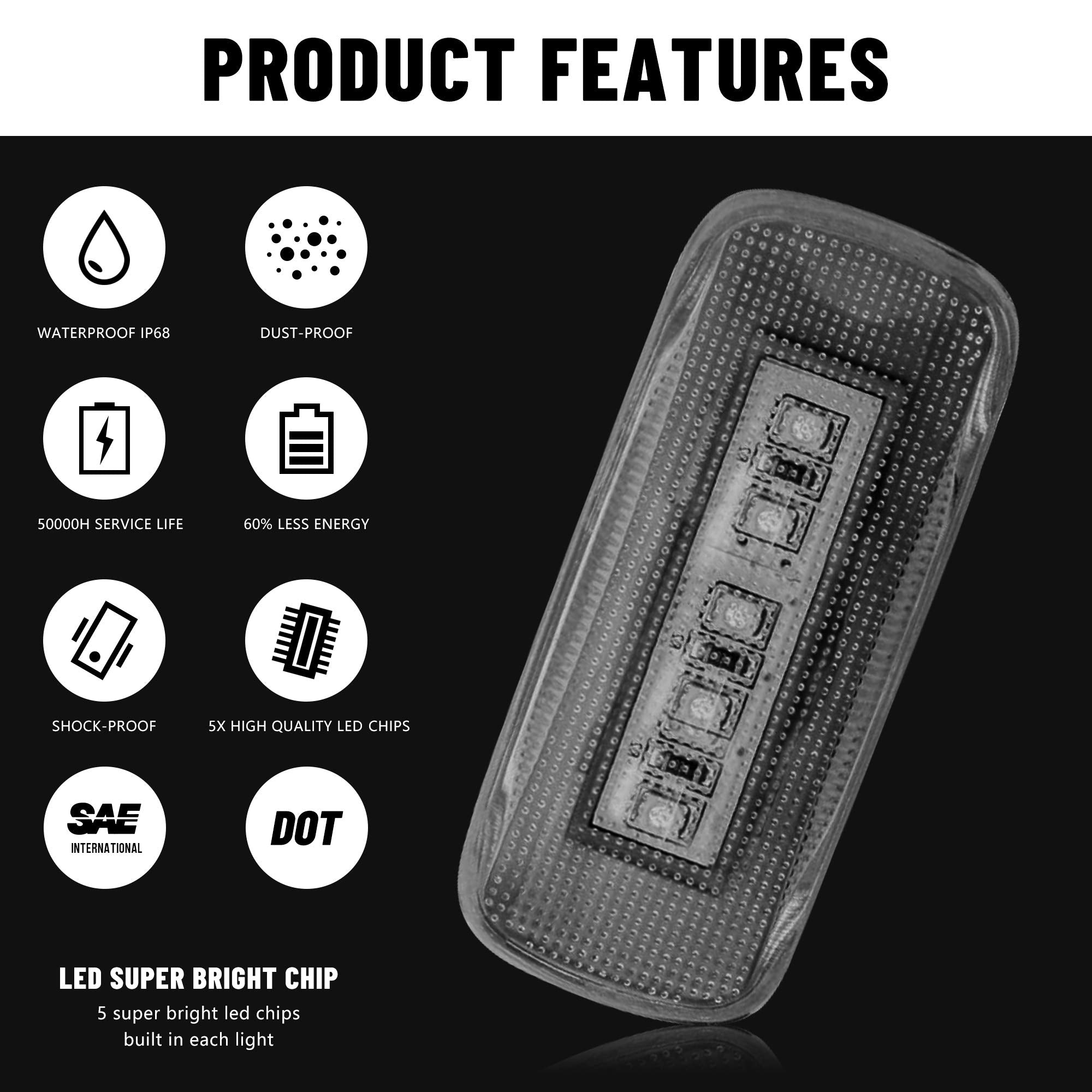 Basiker 5Led Side Marker Led Lights For 2010-2018 Dodge Ram 2500 Hd 3500 4500 5500 Heavy Duty Dually Trucks Rear Wheel Bed Fende