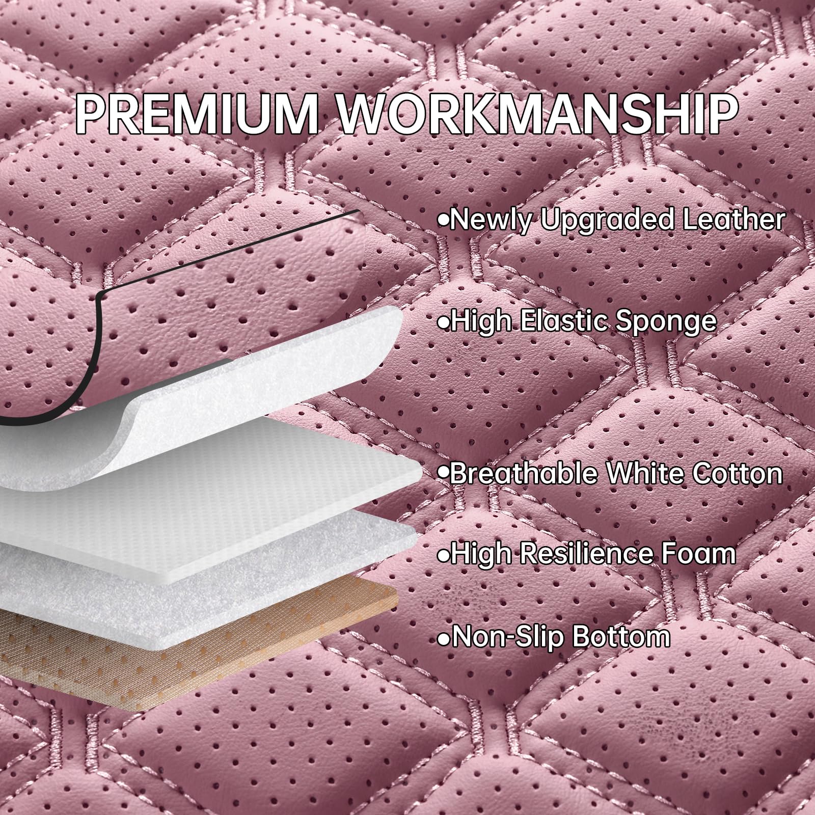 Sxikin Car Seat Covers Front Seats Pink, Luxury Faux Leather Car Seat Covers Waterproof Non-Slip Seat Protector Universal Fit Fo