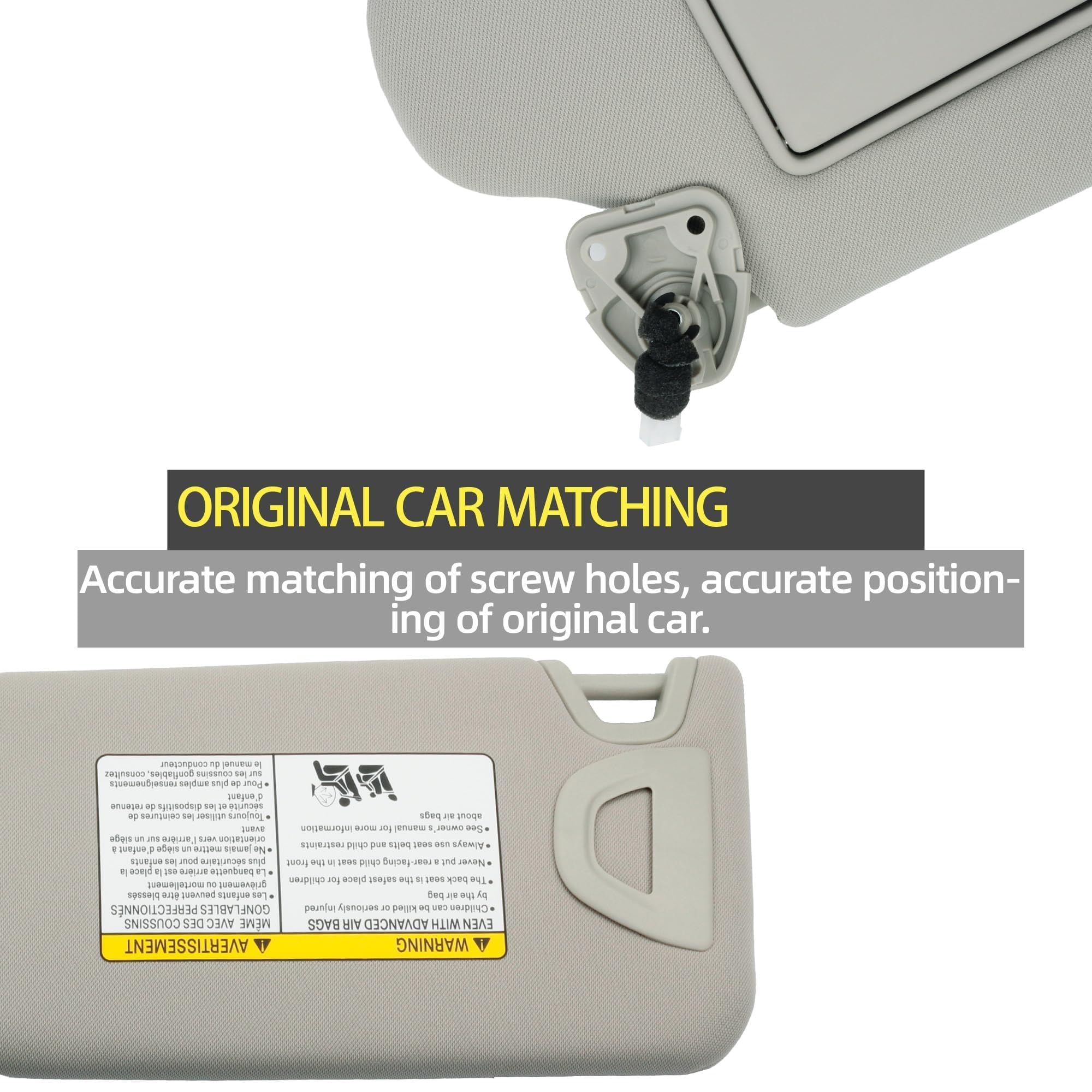 Dasbecan Gray Pair Sun Visor Compatible With Nissan Altima 2013-2018 With Mirror And Vanity Light Without Sunroof Replaces# 9640