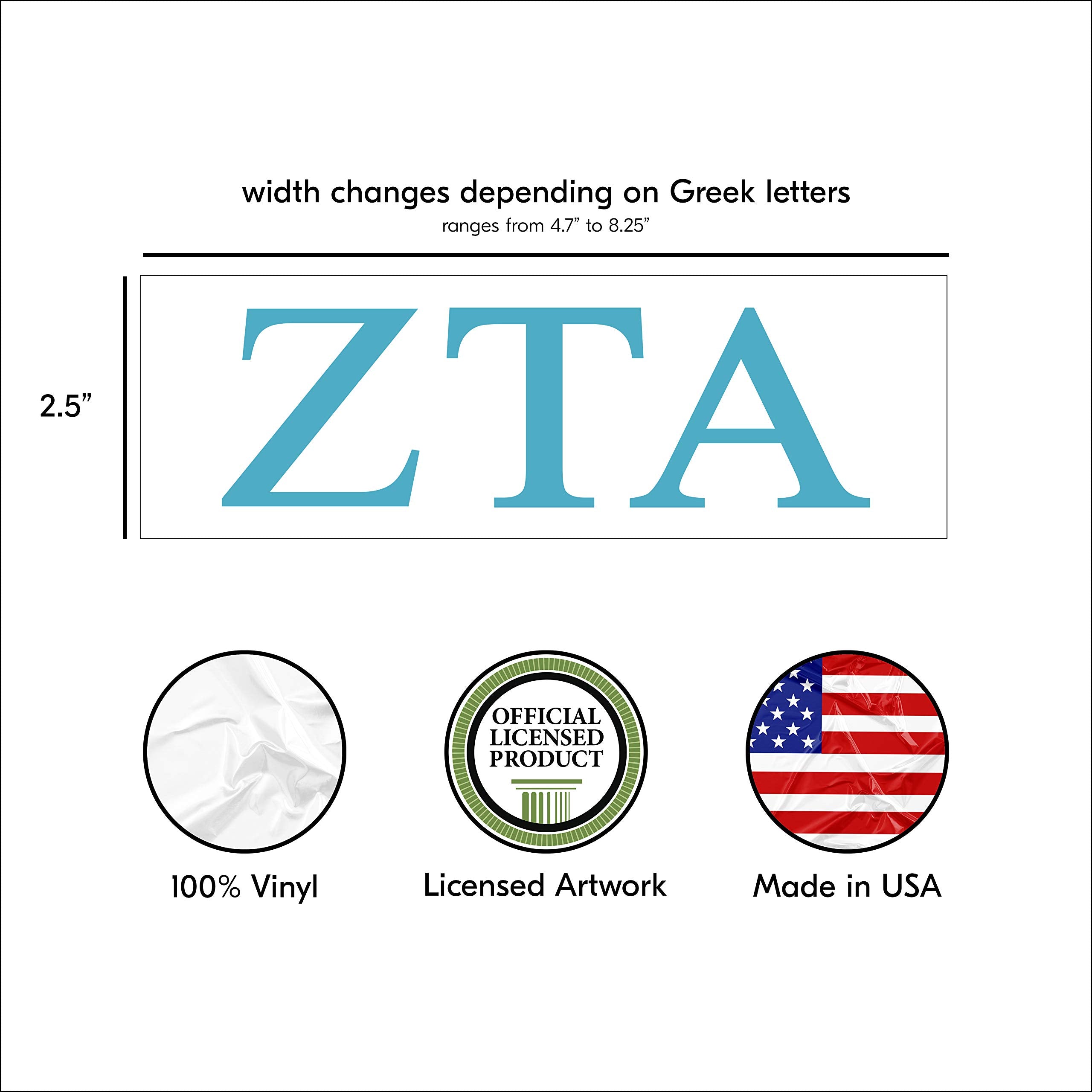 Pro-Graphx Zeta Tau Alpha Greek Sorority Sticker Decal, 2.5 Inches Tall, Sky Blue
