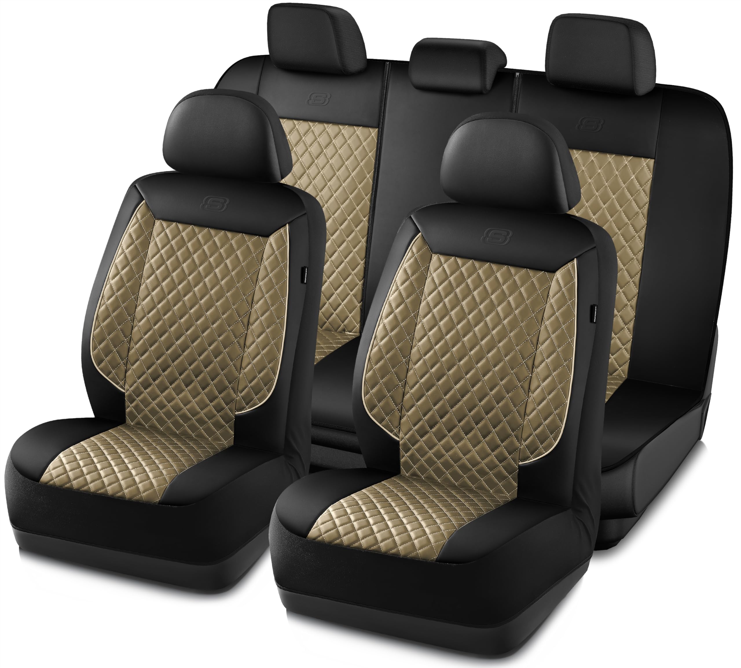 Skechers Car Seat Covers,Piping Luxury Faux Seat Covers,Waterproof Anti Slip Car Seat Protector Full Set,Car Accessories Airbag 