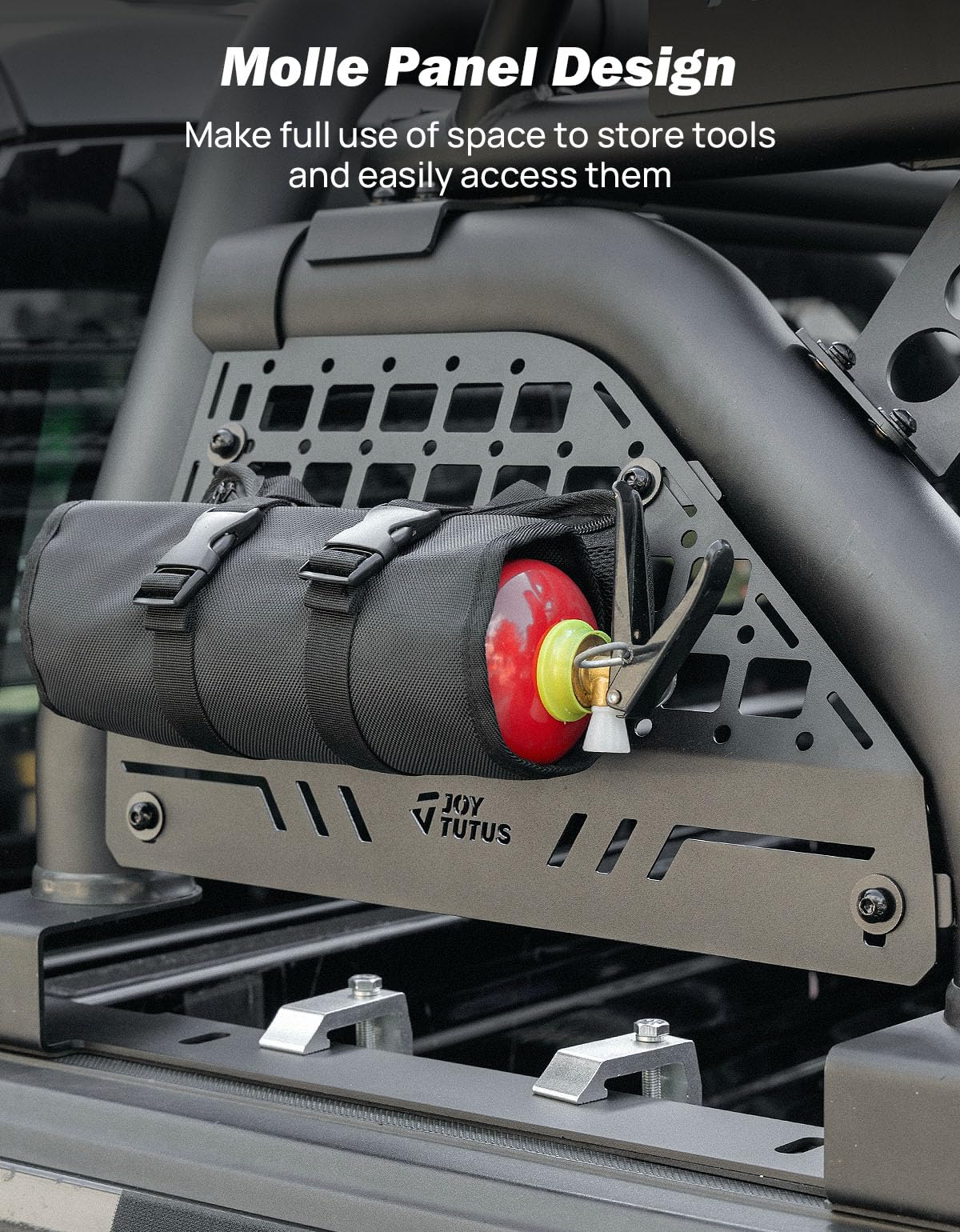 JOYTUTUS Roll Bar with Cargo Basket for Full-Size Truck, Extendable Chase Rack Pickup Sports Bar Compatible with F150, F250, F35