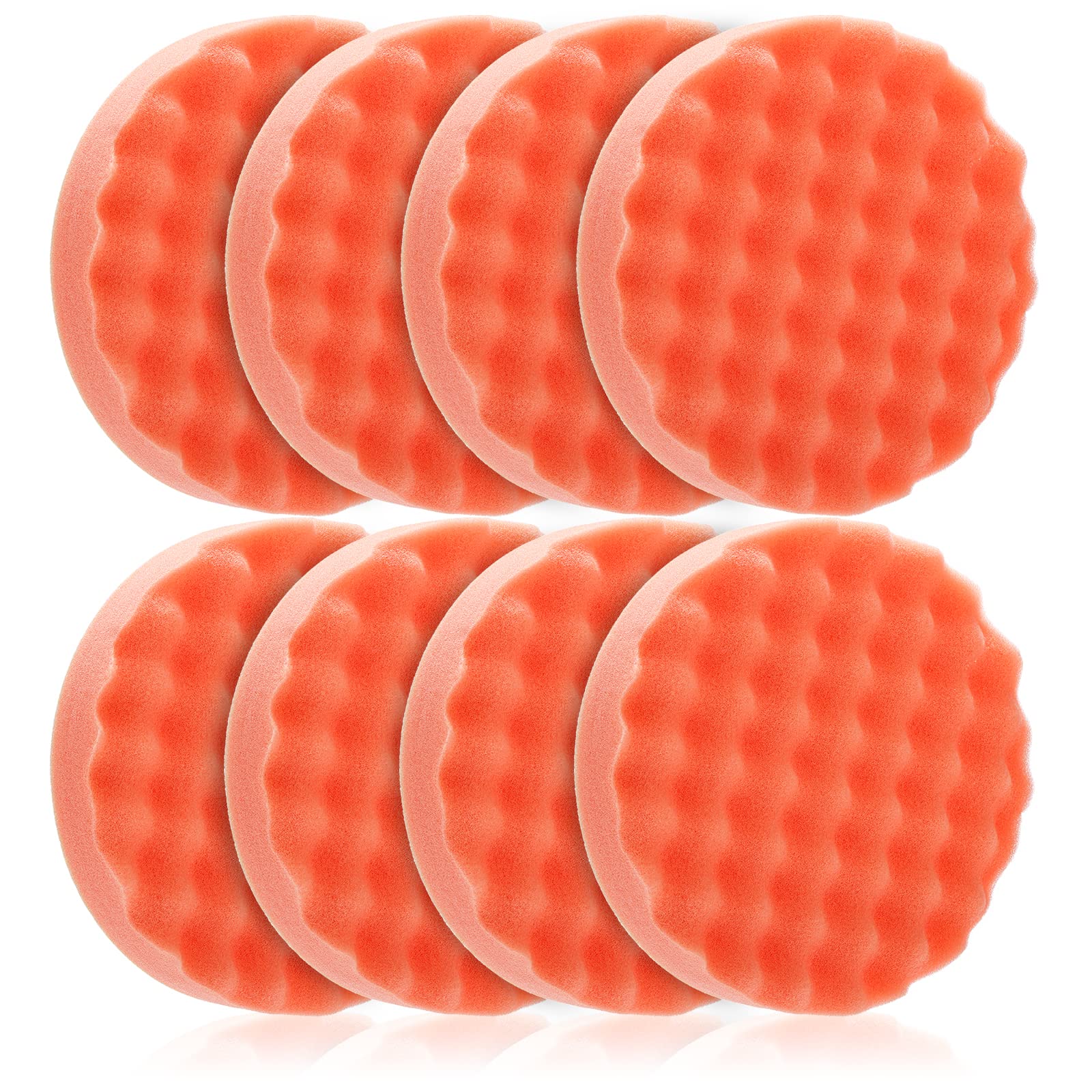 Fasmov 8 Pack 6 Buffing Polishing Pads Waffle Buffing Pads, Orange Microfiber Buffing Pads Cutting Polishing Pad, Foam Polish Pa