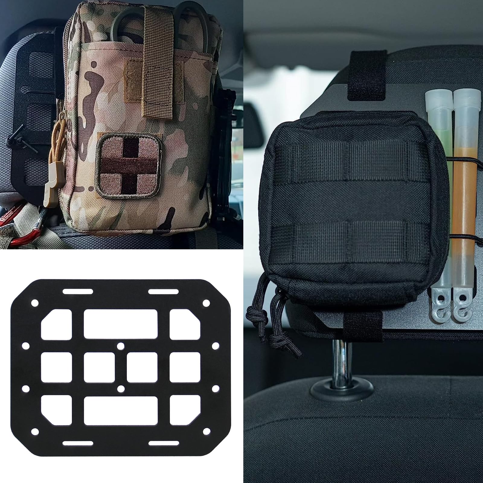 Rulline Vehicle Rigid Panel Compatible With Backpack Tactical Accessories For Car Headrest Gear Holder Molle Pouches Edc Tools