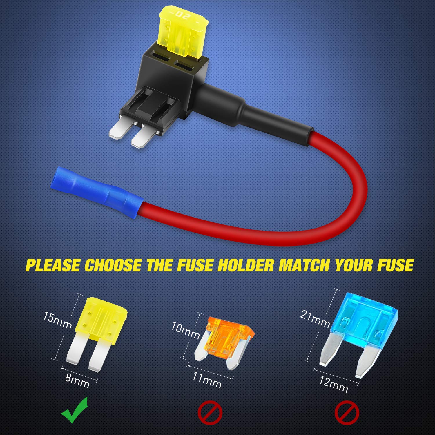 Nilight 10 Pack Micro 2 Fuse Tap 12V Car Add A Circuit Atr Blade Fuse Adapter With 20A Fuse Micro Ii Fuse Holder Add On Dual Cir