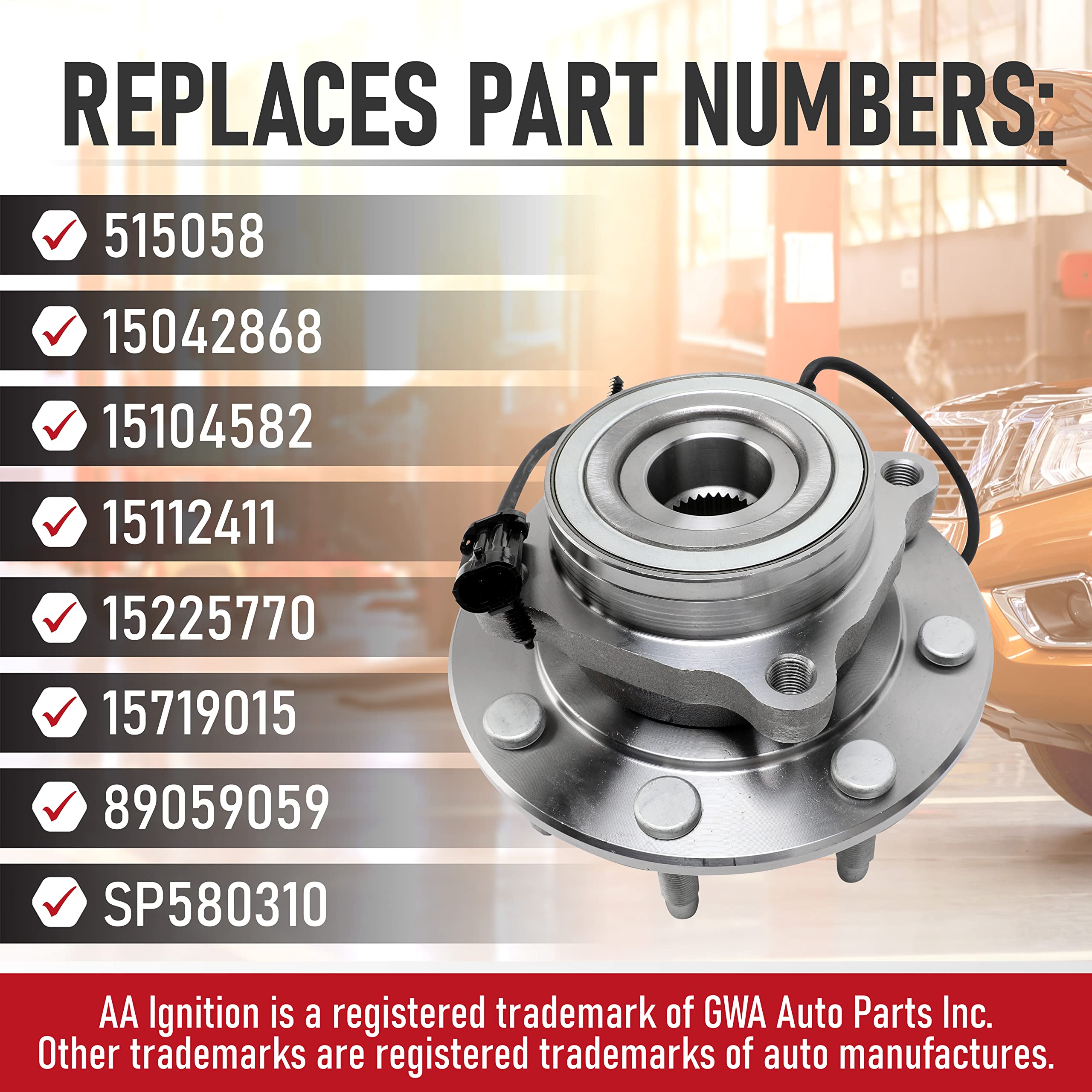 Front Wheel Hub Bearing Assembly - Compatible With Chevy, Gmc & Hummer - 4Wd Silverado 1500, Classic, Suburban, Sierra 1500 Hd,