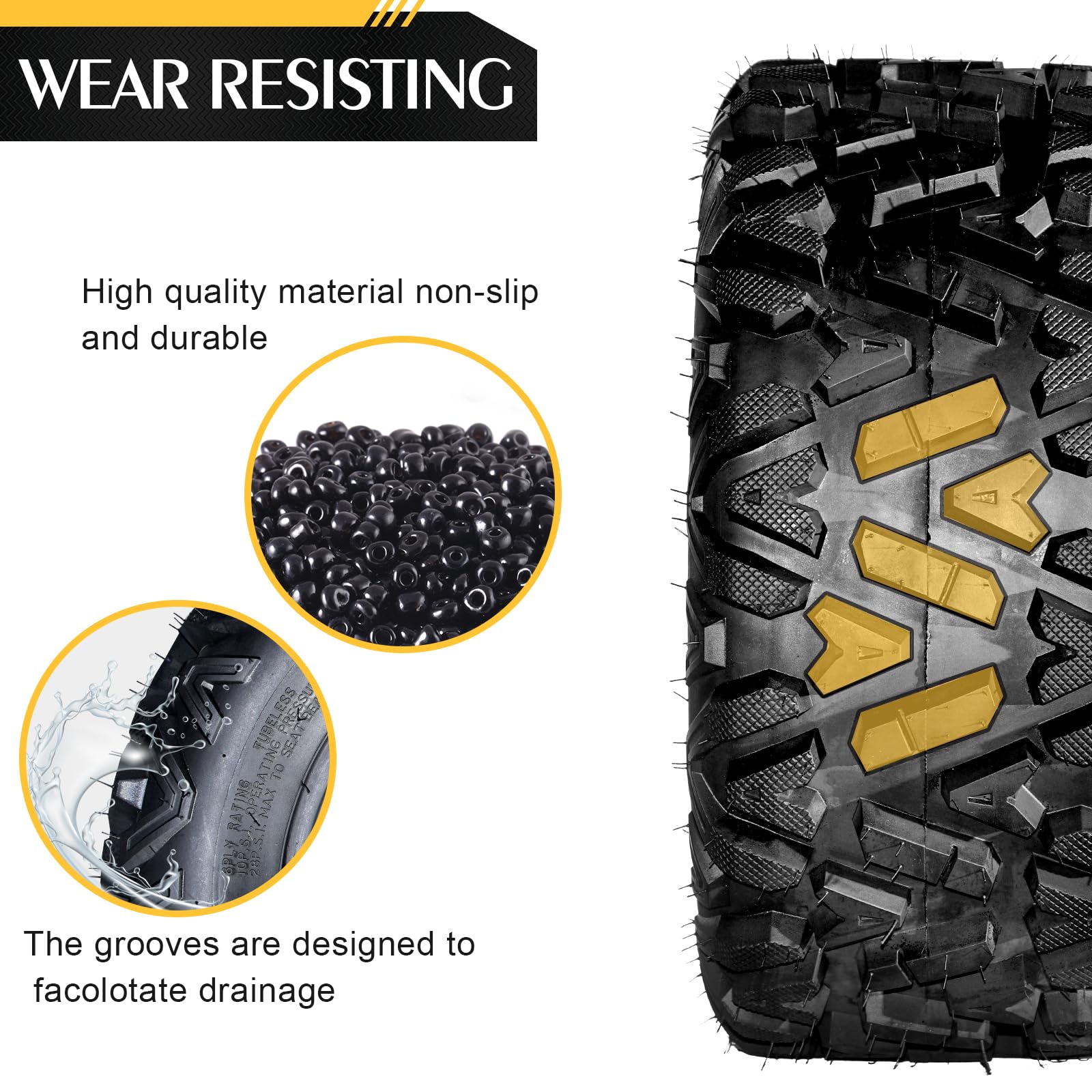 Complete Set Of 4 All Terrain Atv Utv Tires 25X8-12 Front & 25X10-12 Rear 6Pr Tubeless