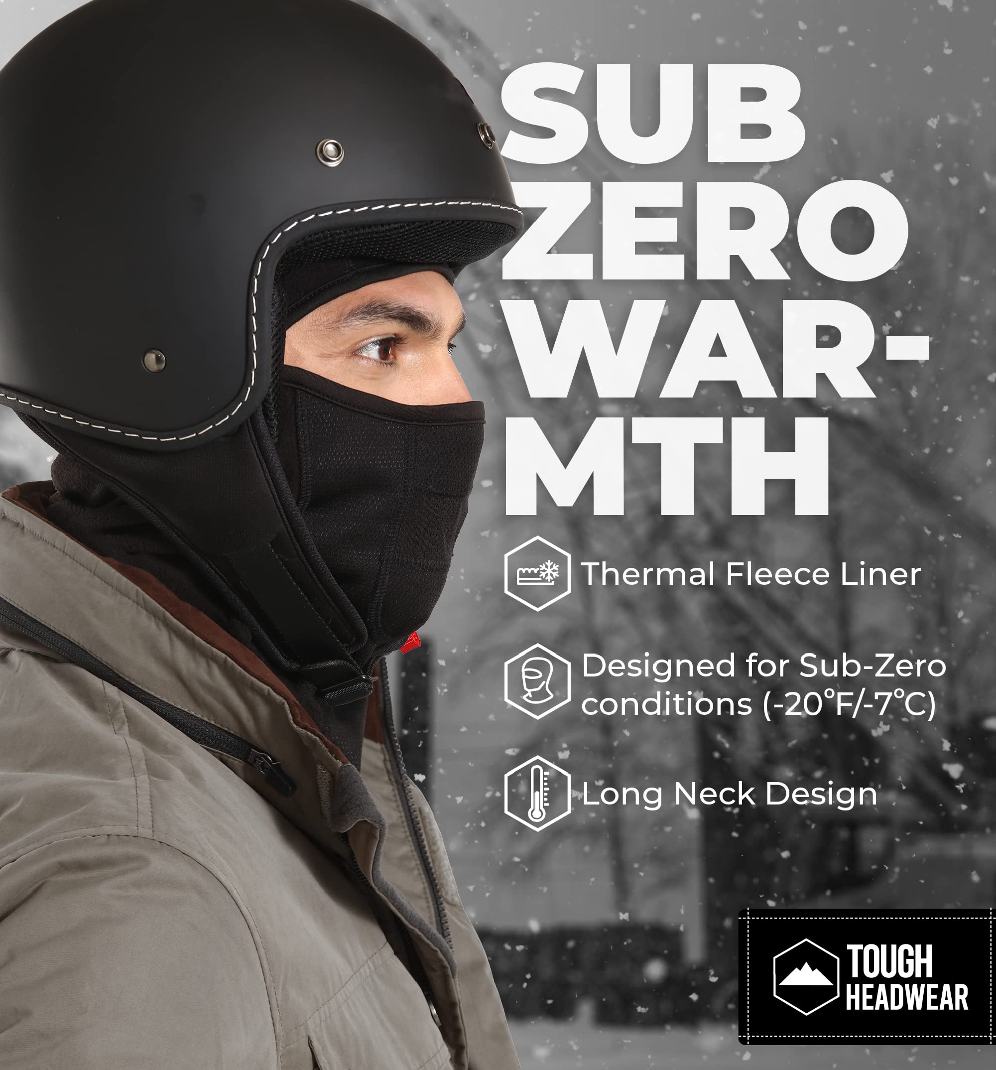 Tough Headwear Full Face Mask For Cold Weather,Mens Balaclava Face Warmer- Winter Fleece Ski Masks Motorcycle & Construction