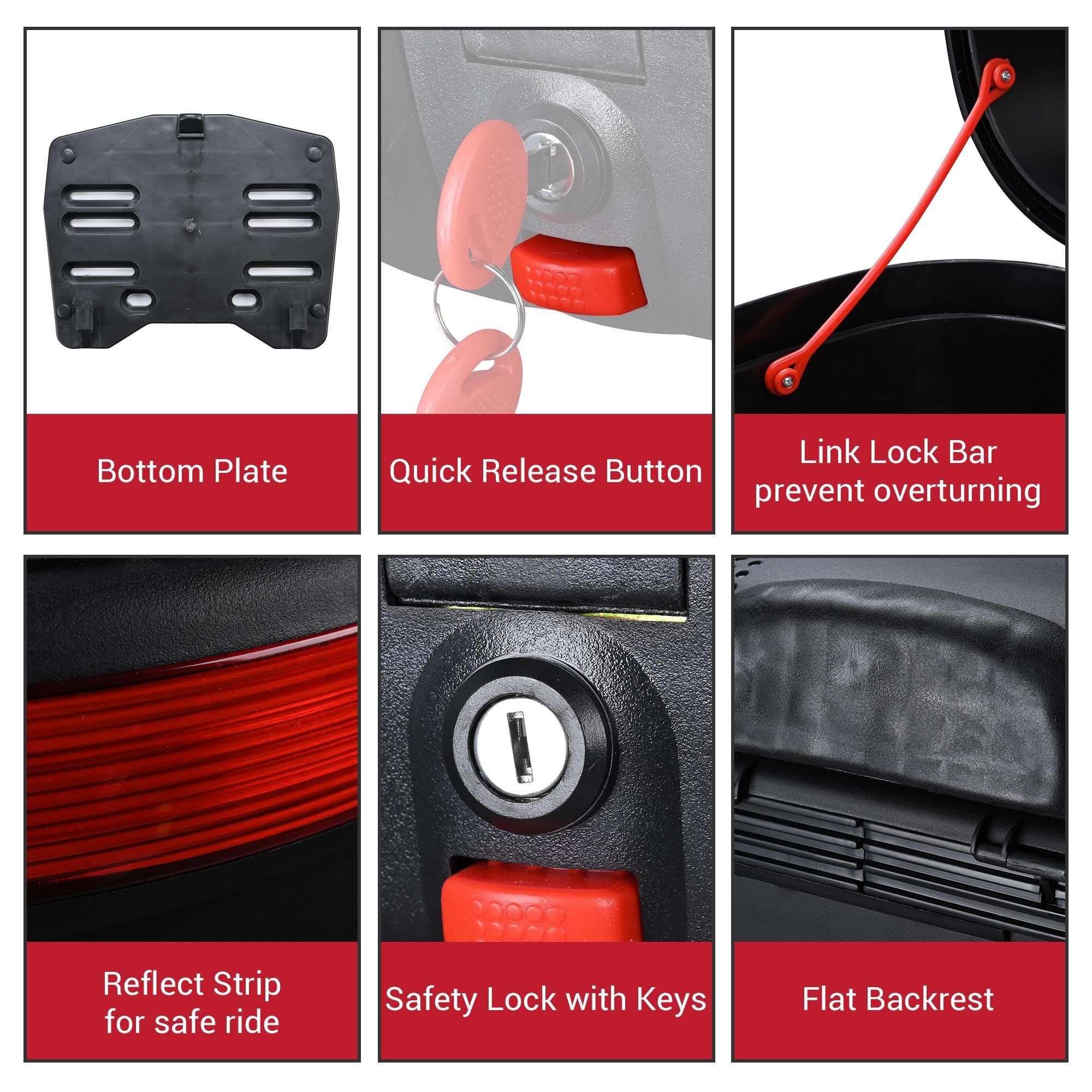 Yescom Ahr 30L Motorcycle Top Case Trunk Black Tail Box Scooter Tour Motorcycle Storage Box Carrier With Lock For Helmet Luggage