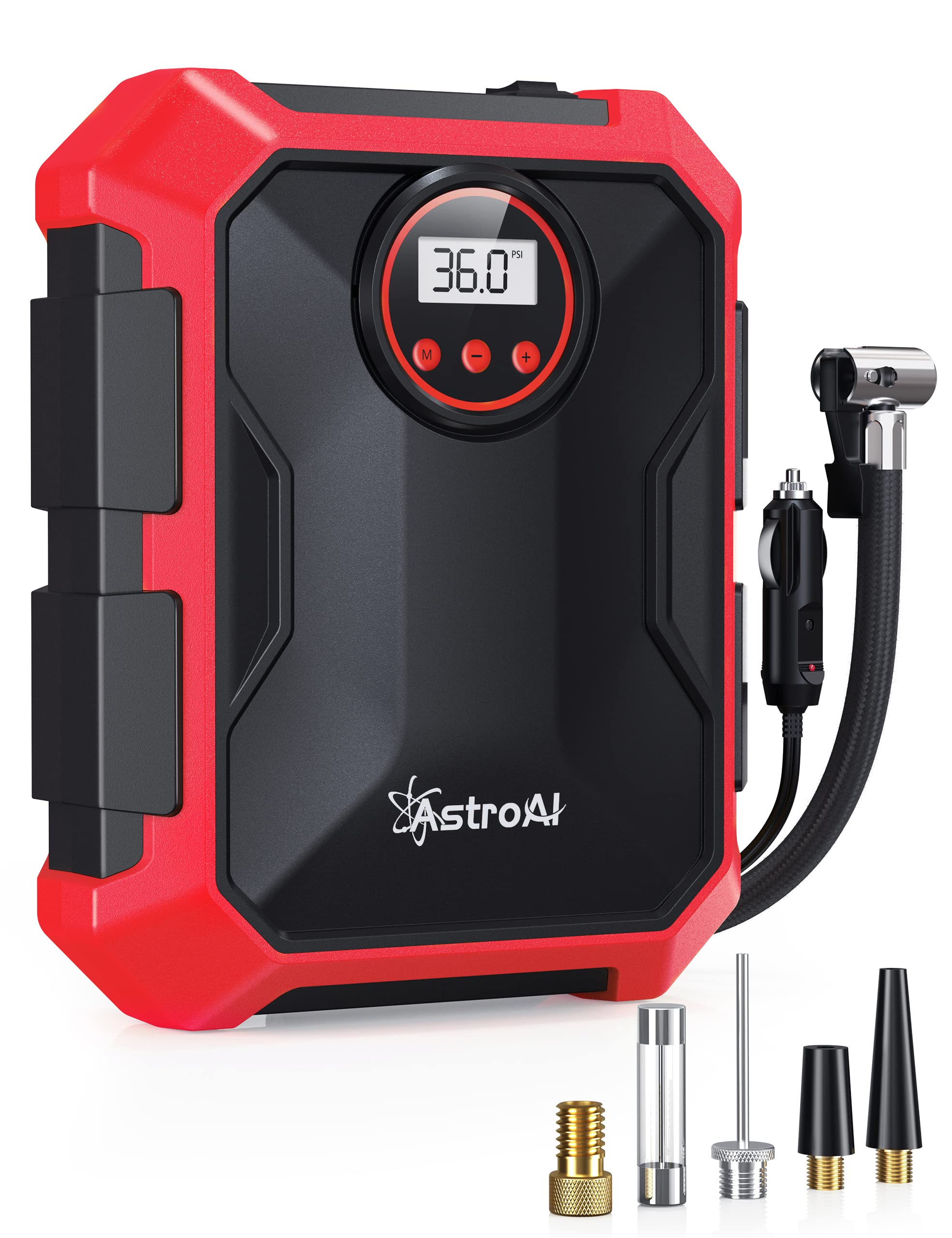 Astroai Tire Inflator Air Compressor 12V Dc Portable Air Compressor Car Accessories Auto Tire Pump 100Psi With Led Light Digital